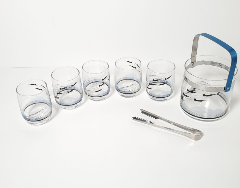 Vintage 1970s "Stratosphere Fighter" 7-Piece Barware Set - photo 3