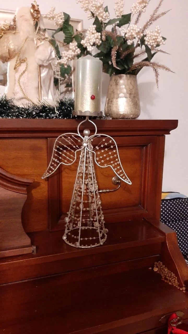 Decorative Beaded Wire Angel Candle Holder - photo 2