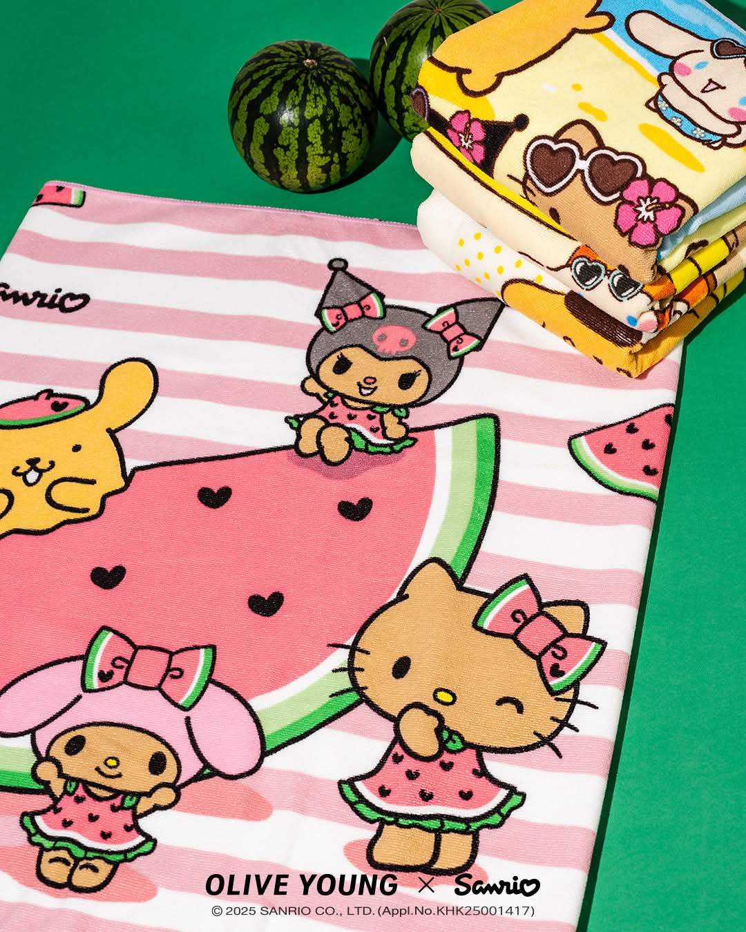 Sanrio Hello Kitty Kuromi Pink Watermelon Summer Beach Towel