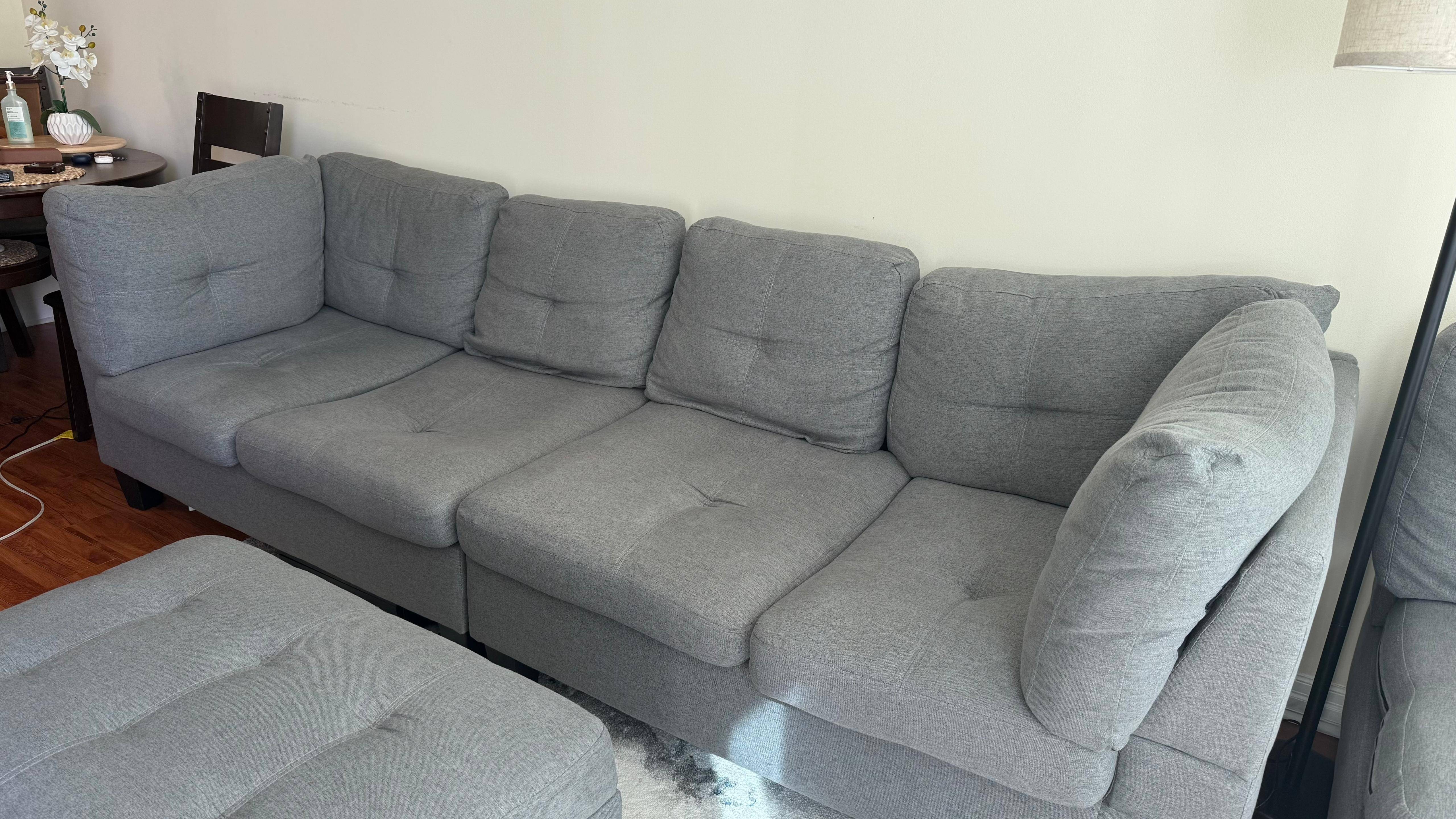 Grey Sectional Sofa with Matching Storage Ottoman - photo 2