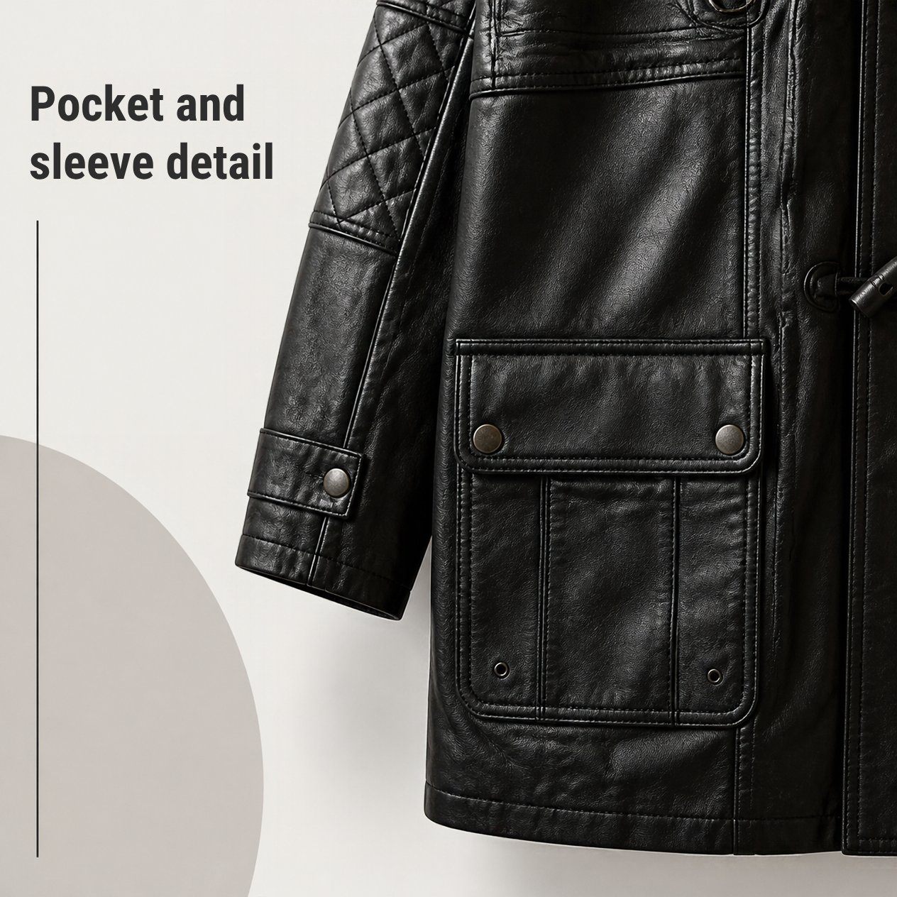 JKT-002 — Men's leather hooded long coat — brand new, size 2XL - photo 4