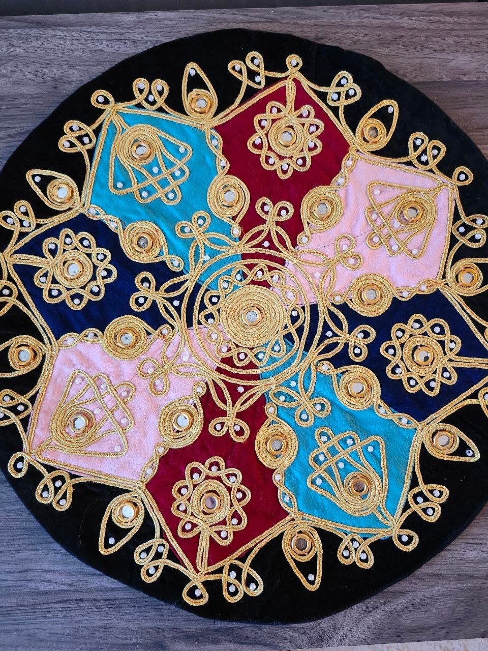 Handmade Embroidered Round Cushions – Set of 4 - photo 3