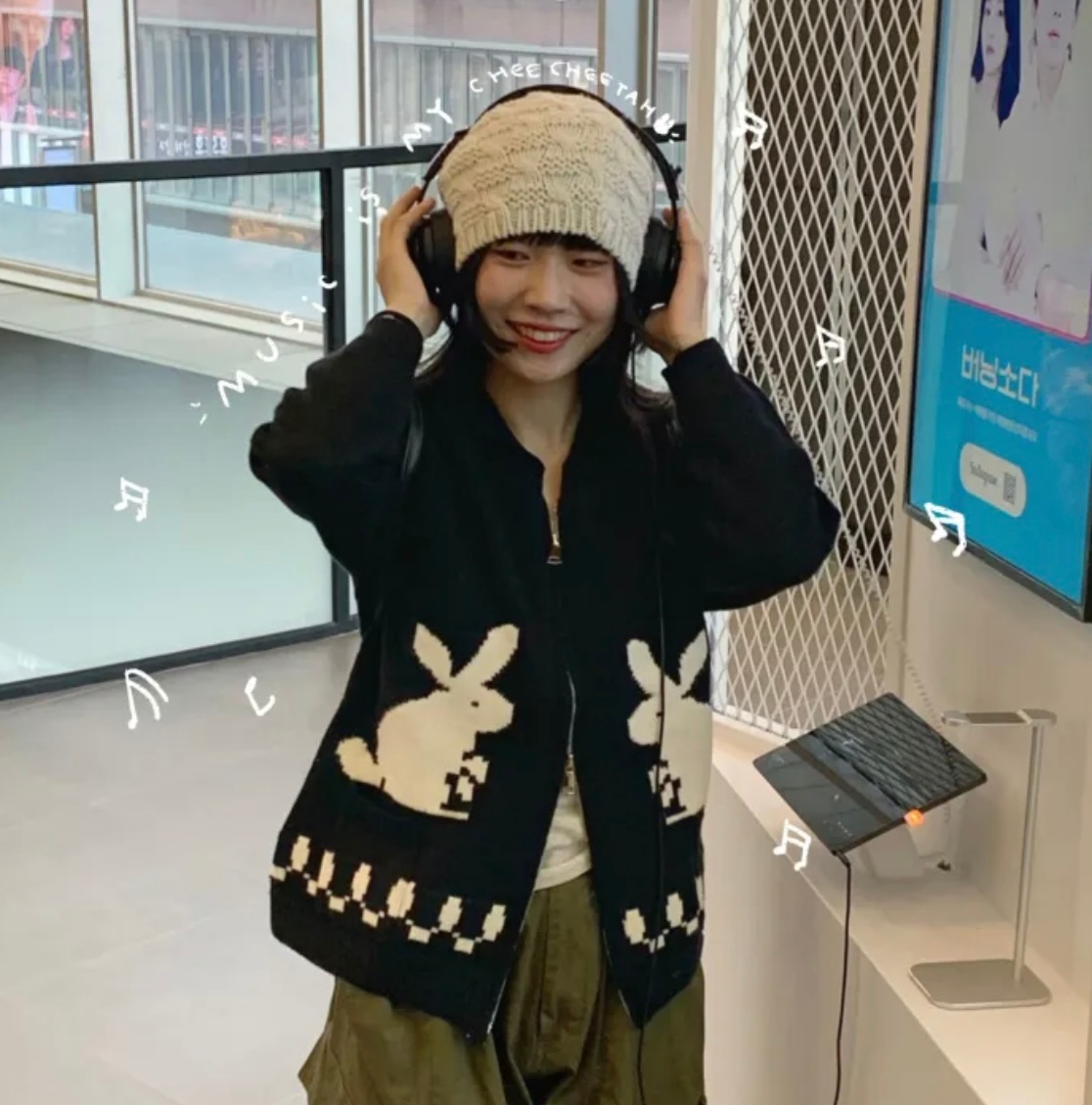Twin Bunny Knit Zip-Up Cardigan - photo 3