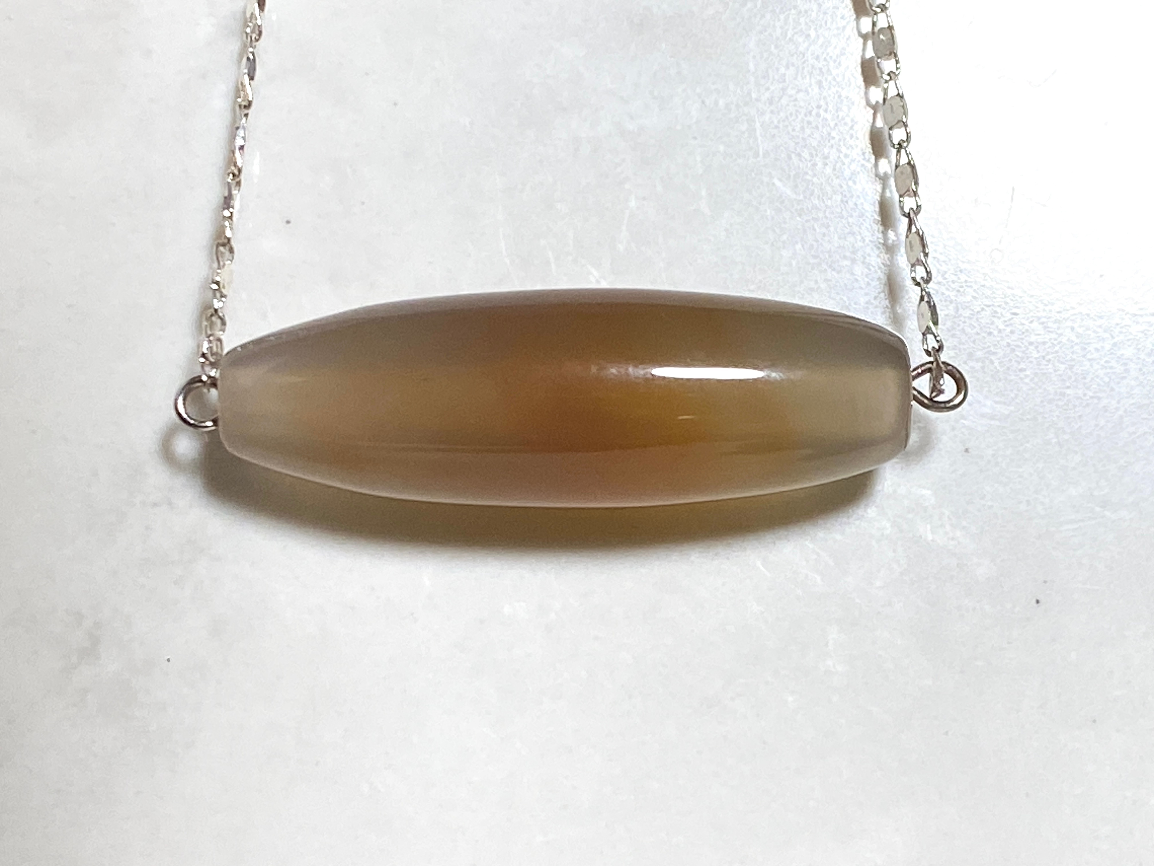 Natural Agate Short Necklace, Stainless Chain - photo 4
