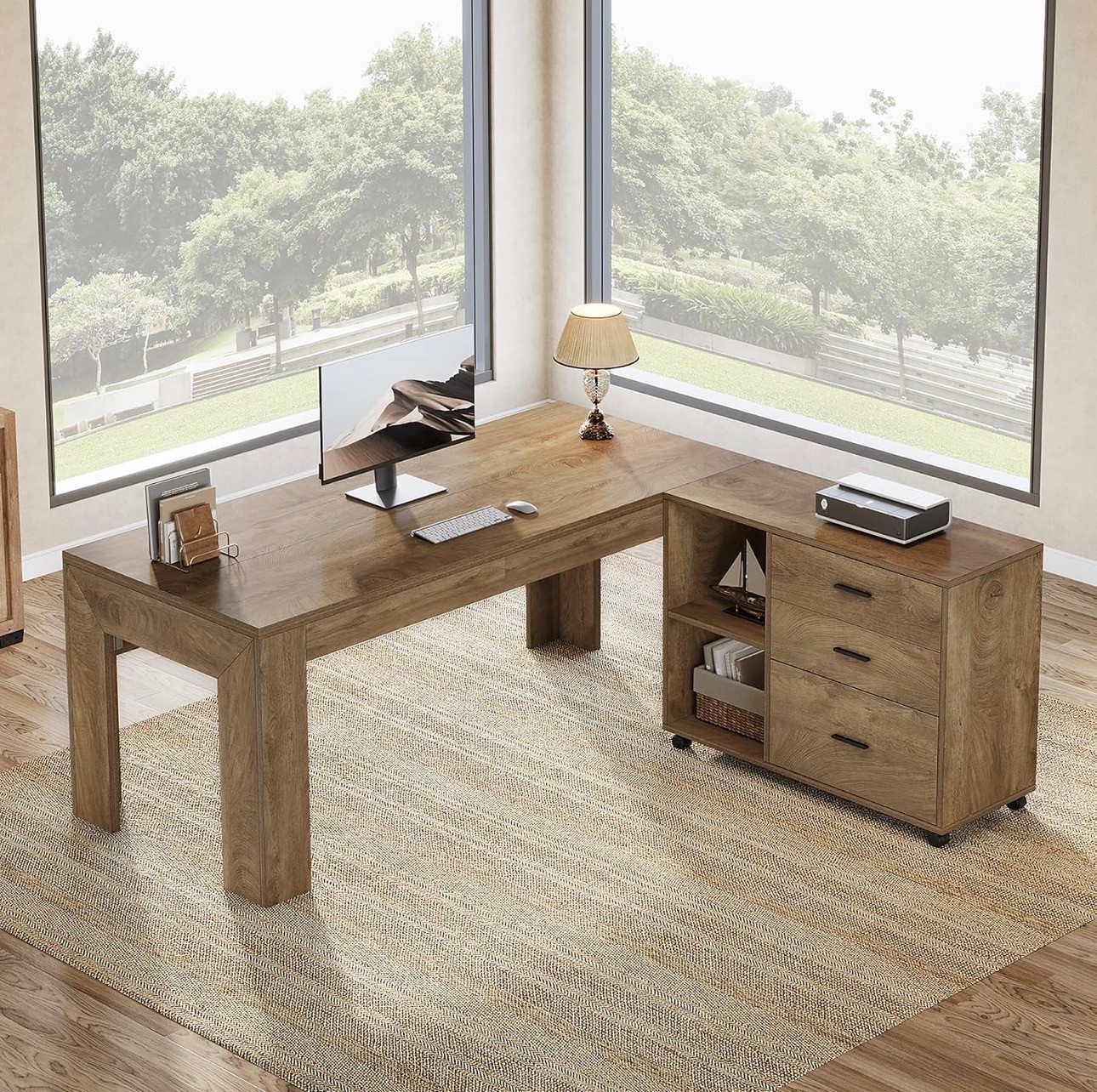 Tribesigns 63" Desk + File Cabinet Set – Brand New - photo 3