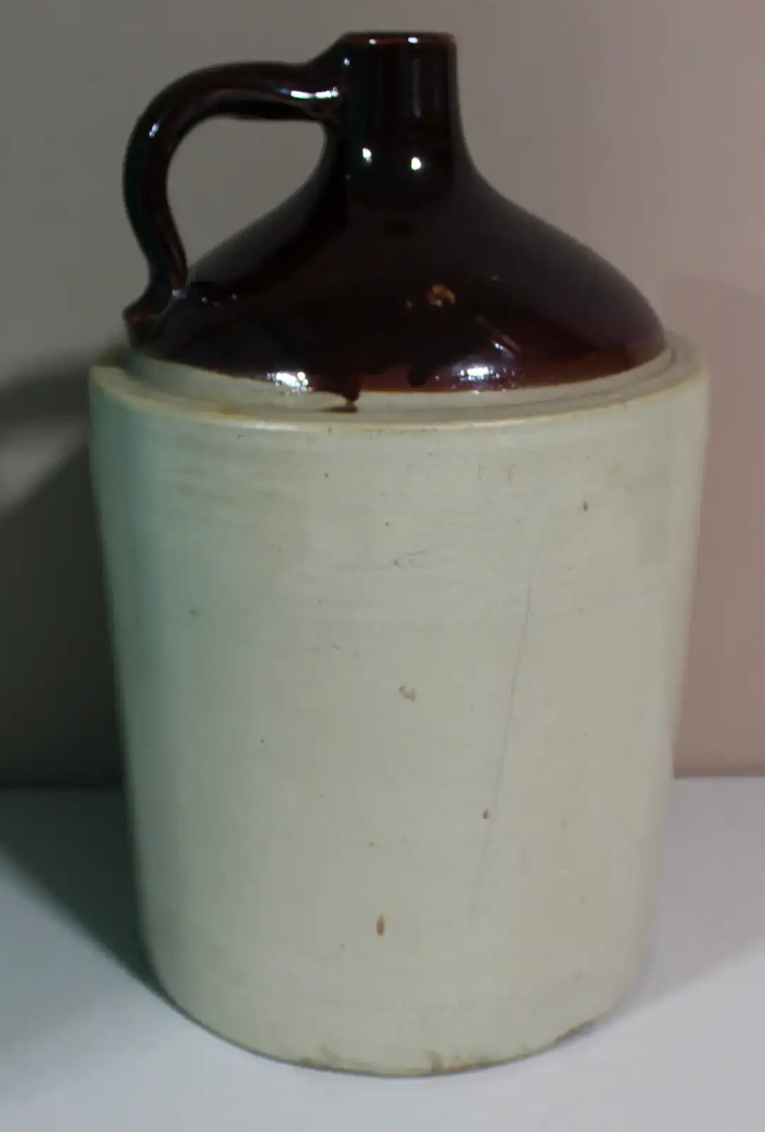 Antique Two-Tone Stoneware Whiskey Jug Primitive Moonshine Crock - photo 3