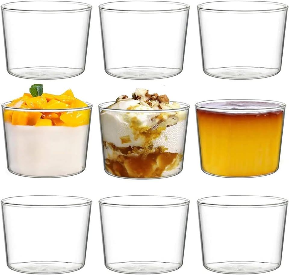 Clear Glass Dessert Bowls/ Cups, 8 Oz - 9 count Ice cream cups - photo 2