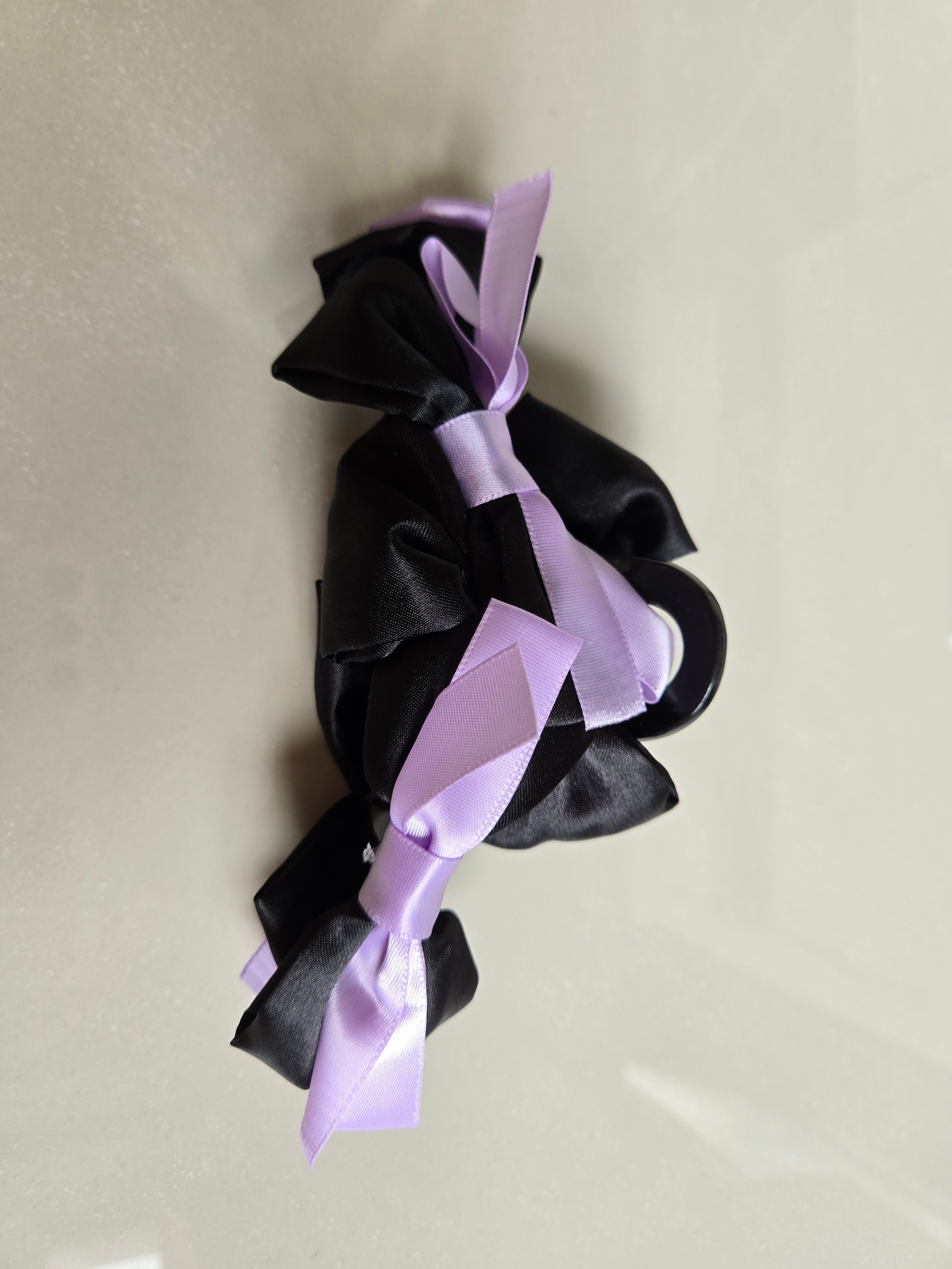 Black Lilac Lavender Purple Ribbon Bow Hair Claw Clip - photo 4