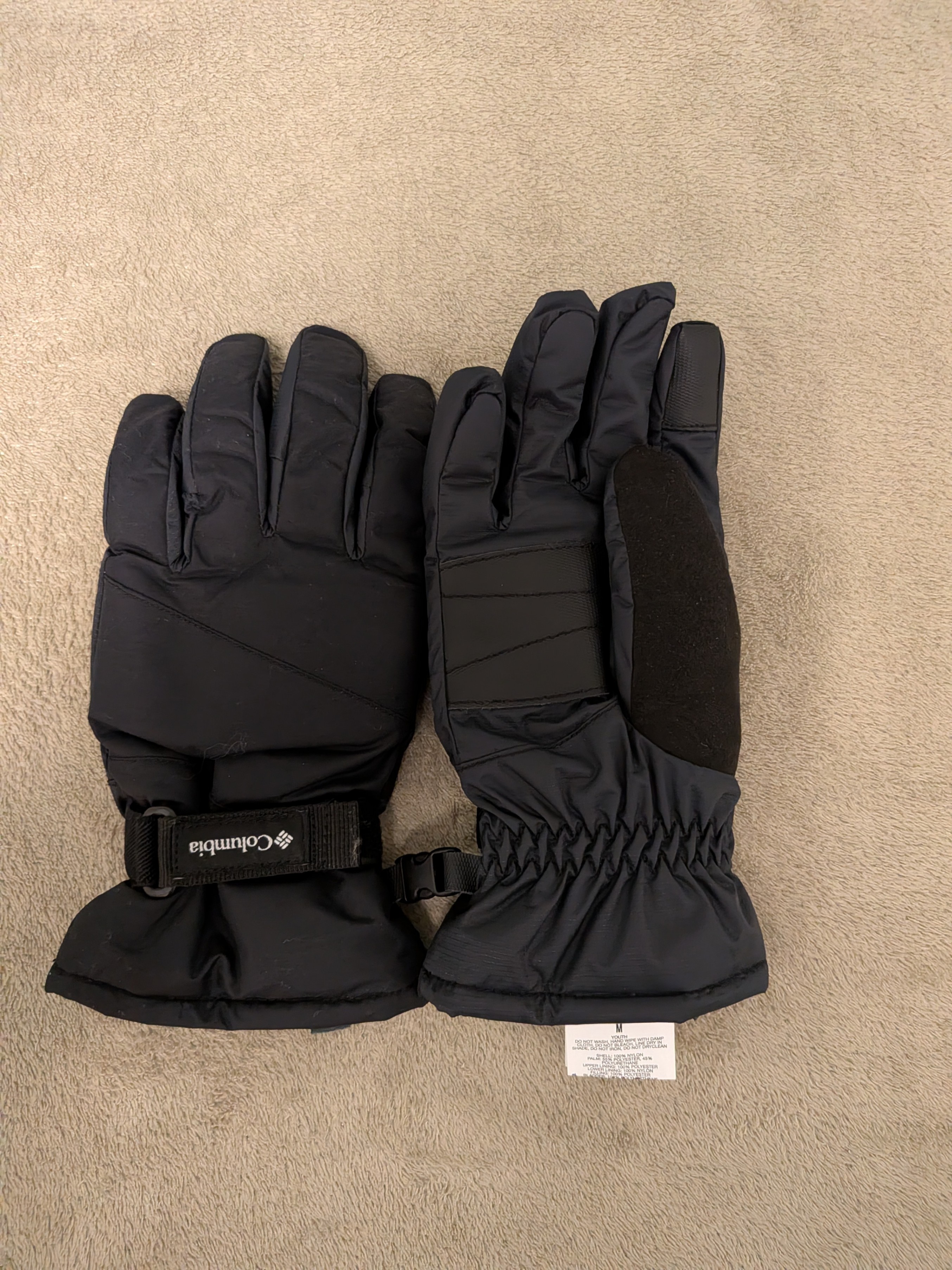 Columbia Youth Winter Gloves, Size M, Black