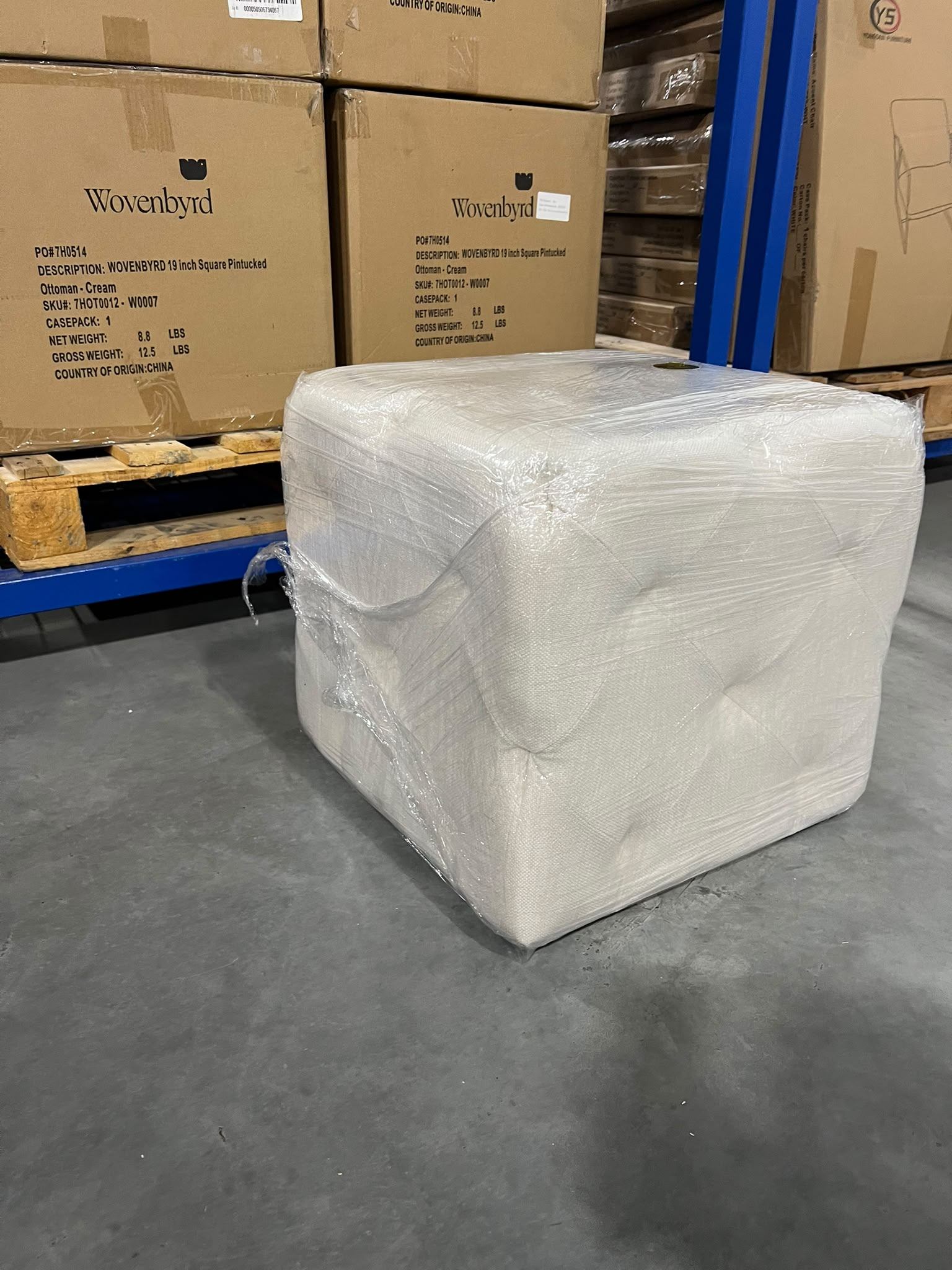 Square Ottoman $49 🛋️ Brand New – 19" Pintucked, Cream - photo 4