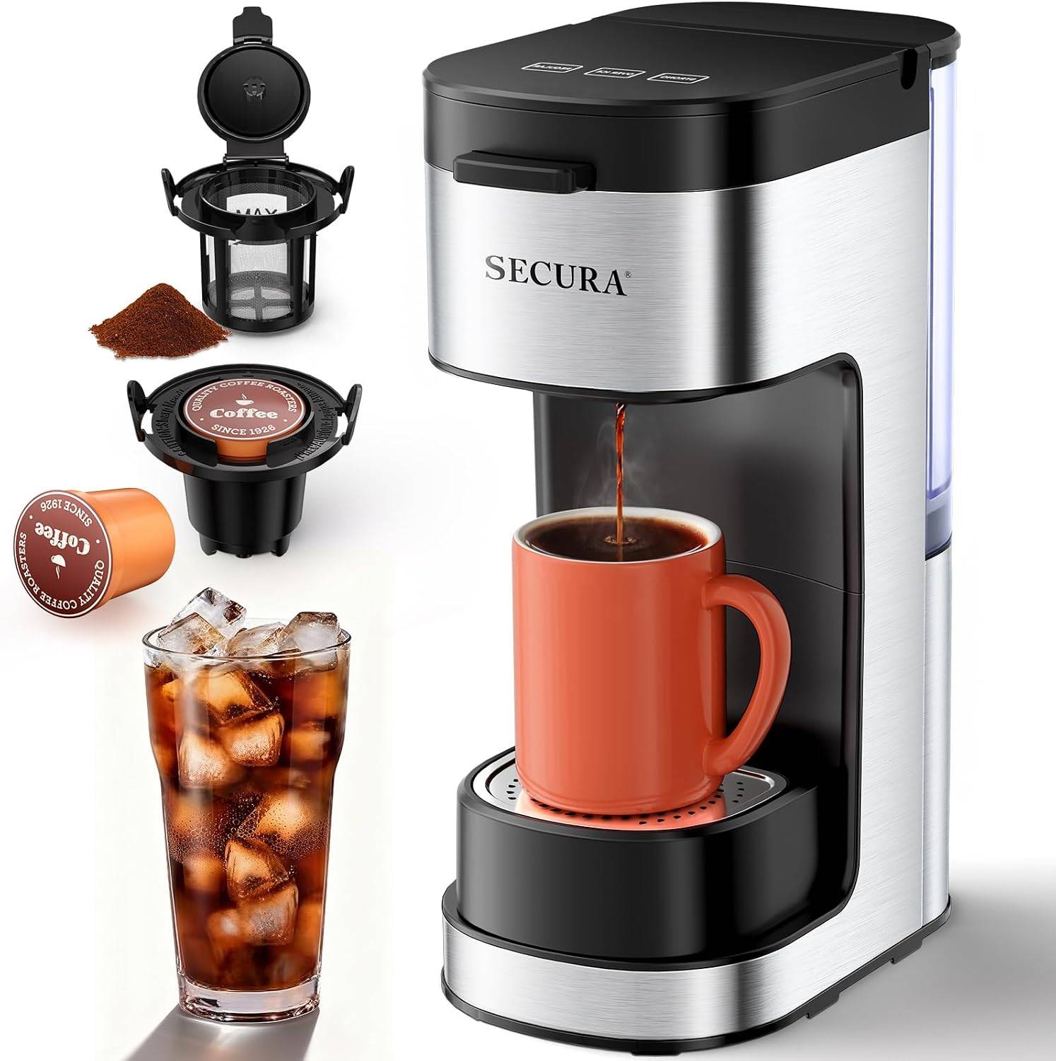 3-in-1 Coffee Maker: K-Cup, Ground Coffee, Ice Coffee