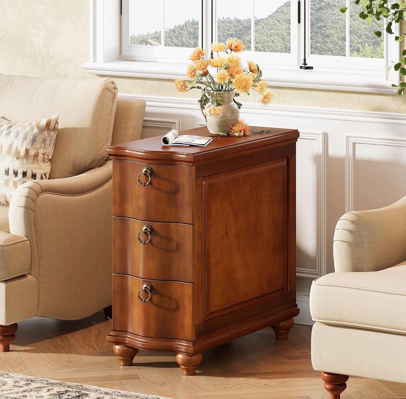 Traditional 3-Drawer Wooden Side Table / Nightstand – Brand New