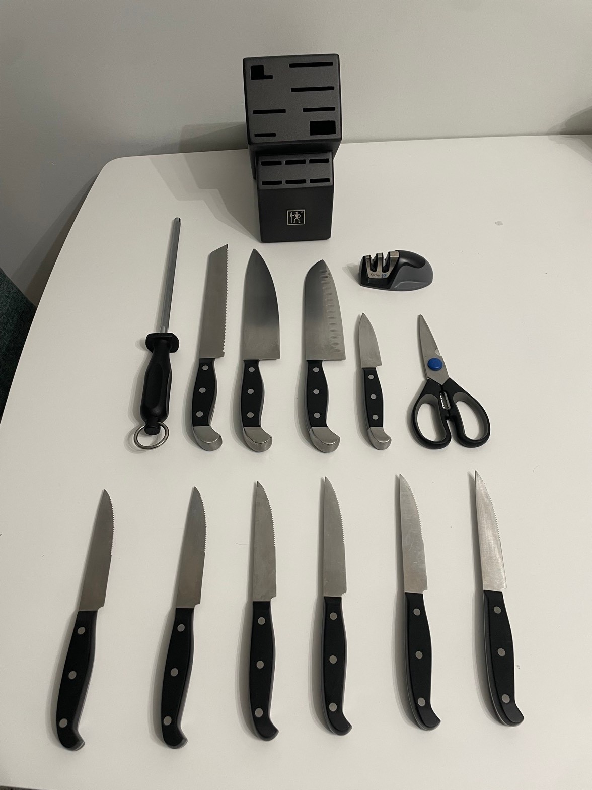 Henckels knife block set with steak knives