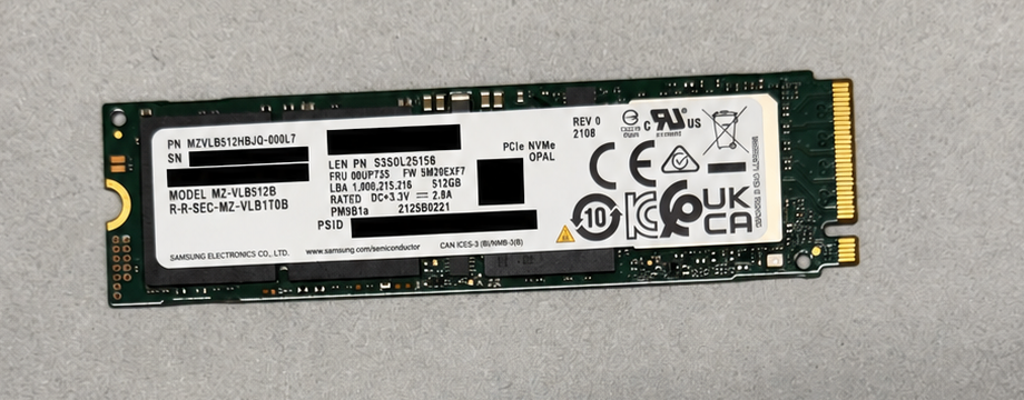 Samsung OEM 512 GB M.2 NVMe SSD, MZVLB512HBJQ-000L7, tested