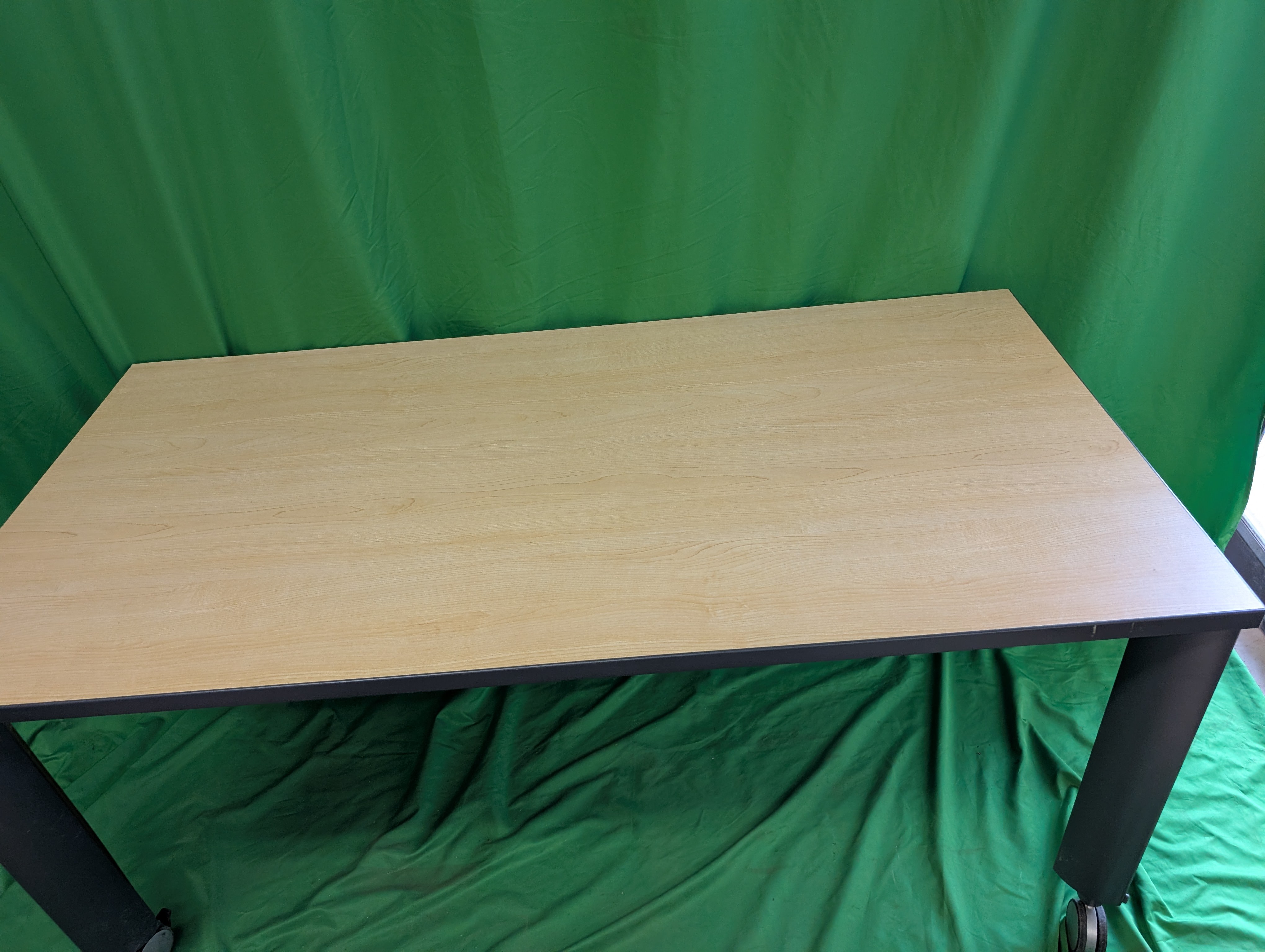 Mobile Work Table with Light Wood Finish