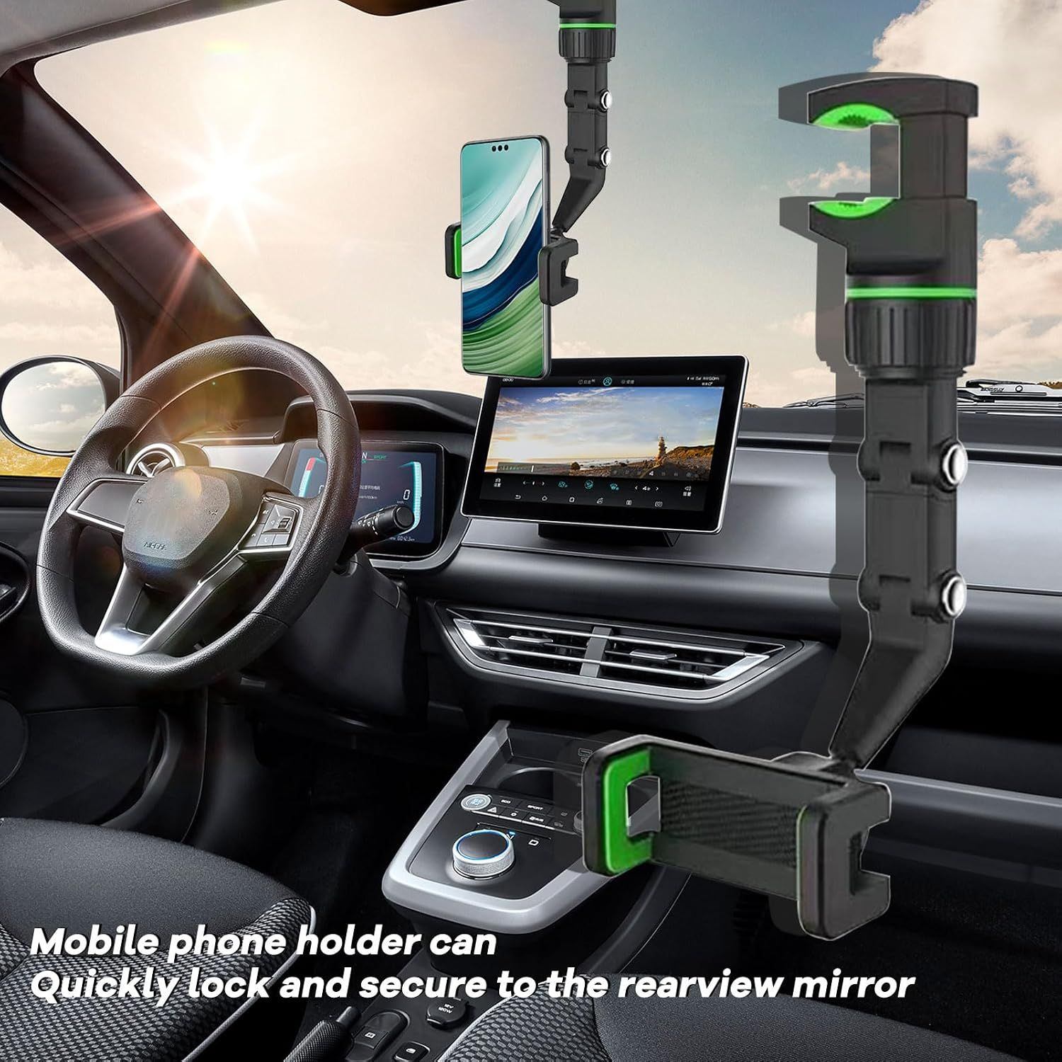 Car Rear View Mirror Phone Holder