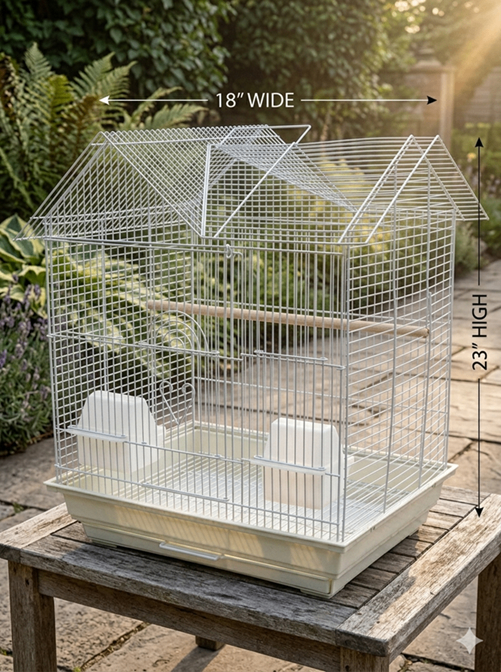 18x14" Double House Roof Top Small Bird Cage - photo 3