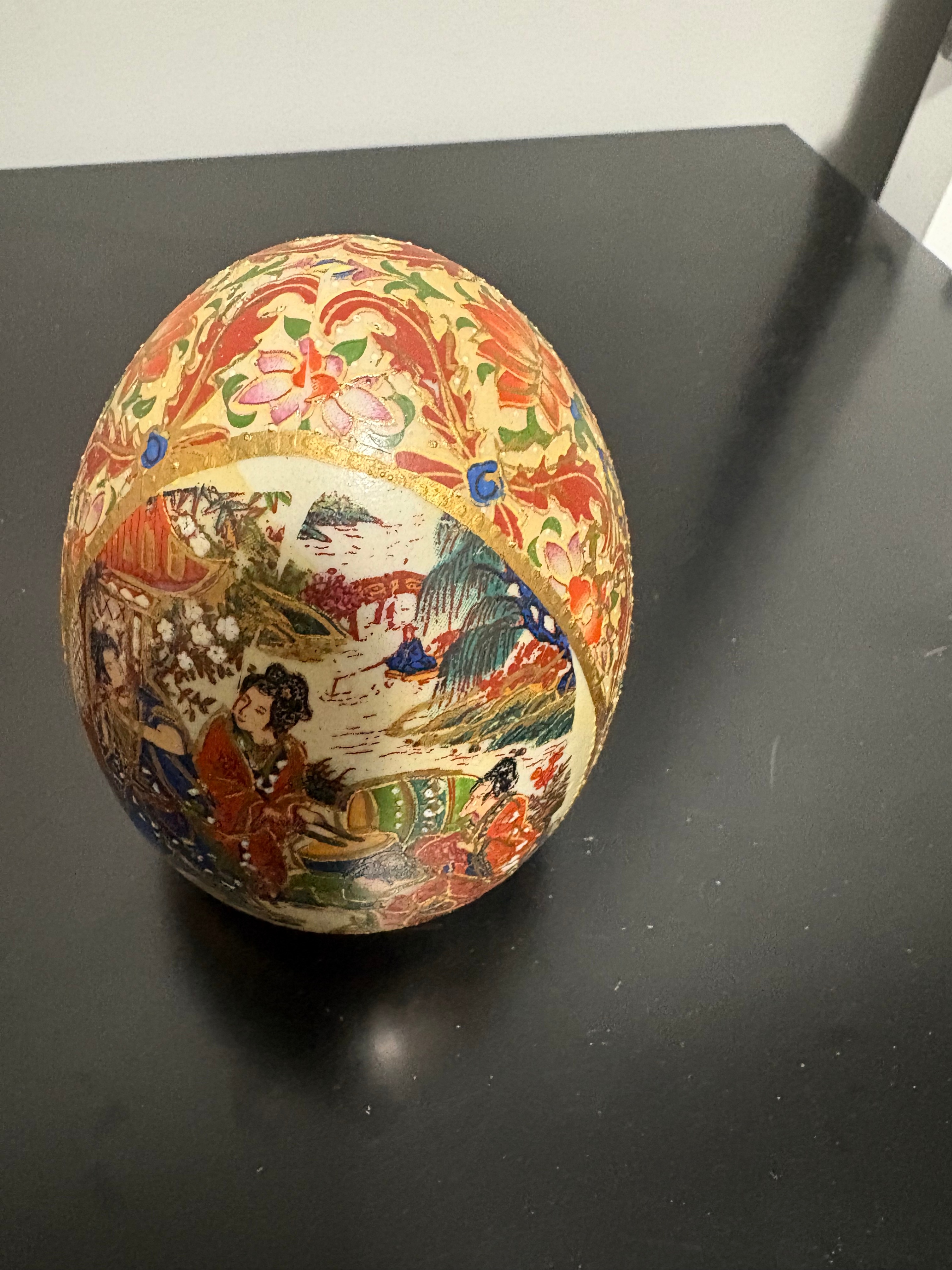 Vintage Japanese Satsuma Earthware Egg Ceramic Ornament - photo 2