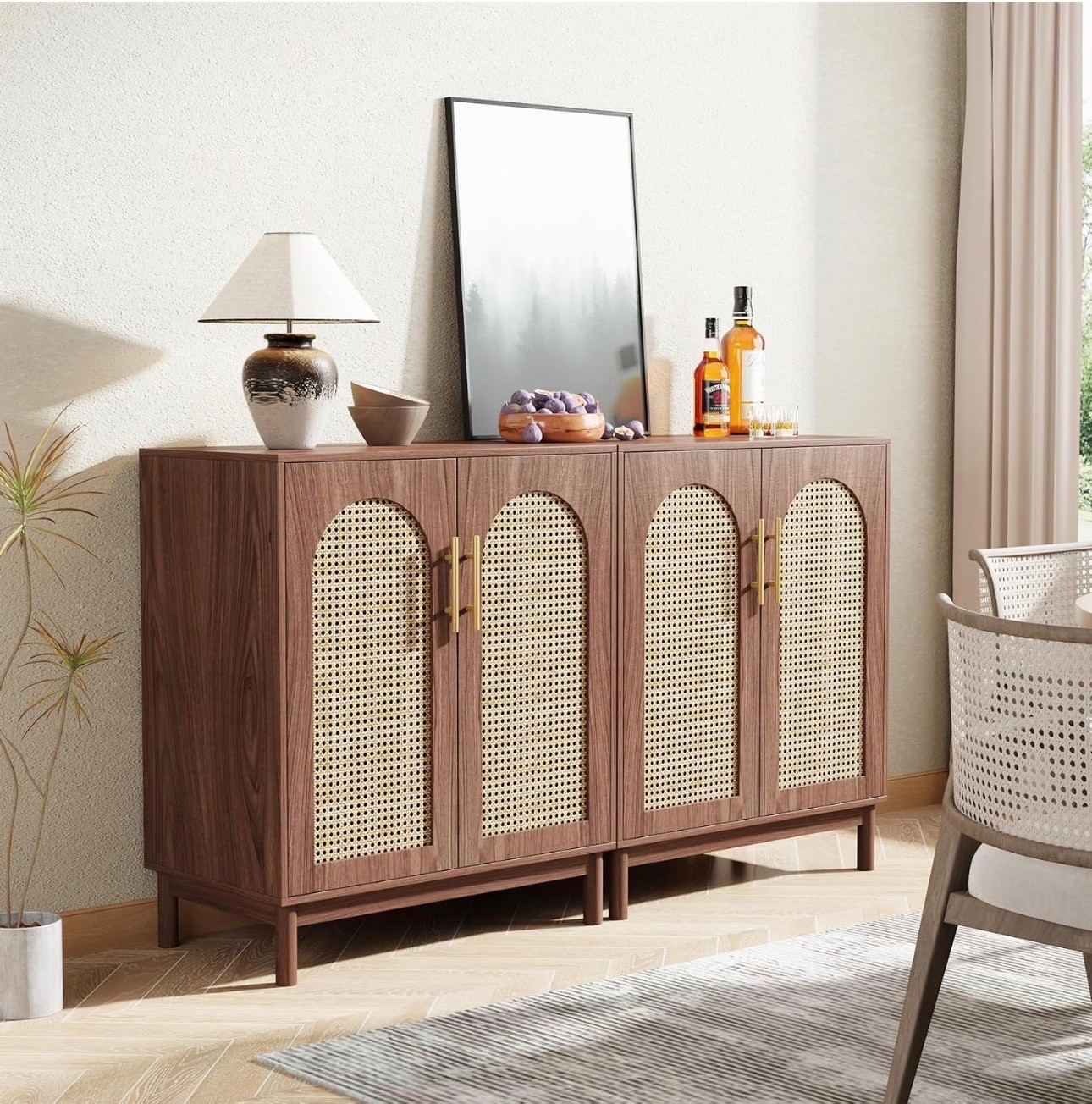 Rattan Sideboard Buffet Cabinet – Cane Doors, New - photo 2