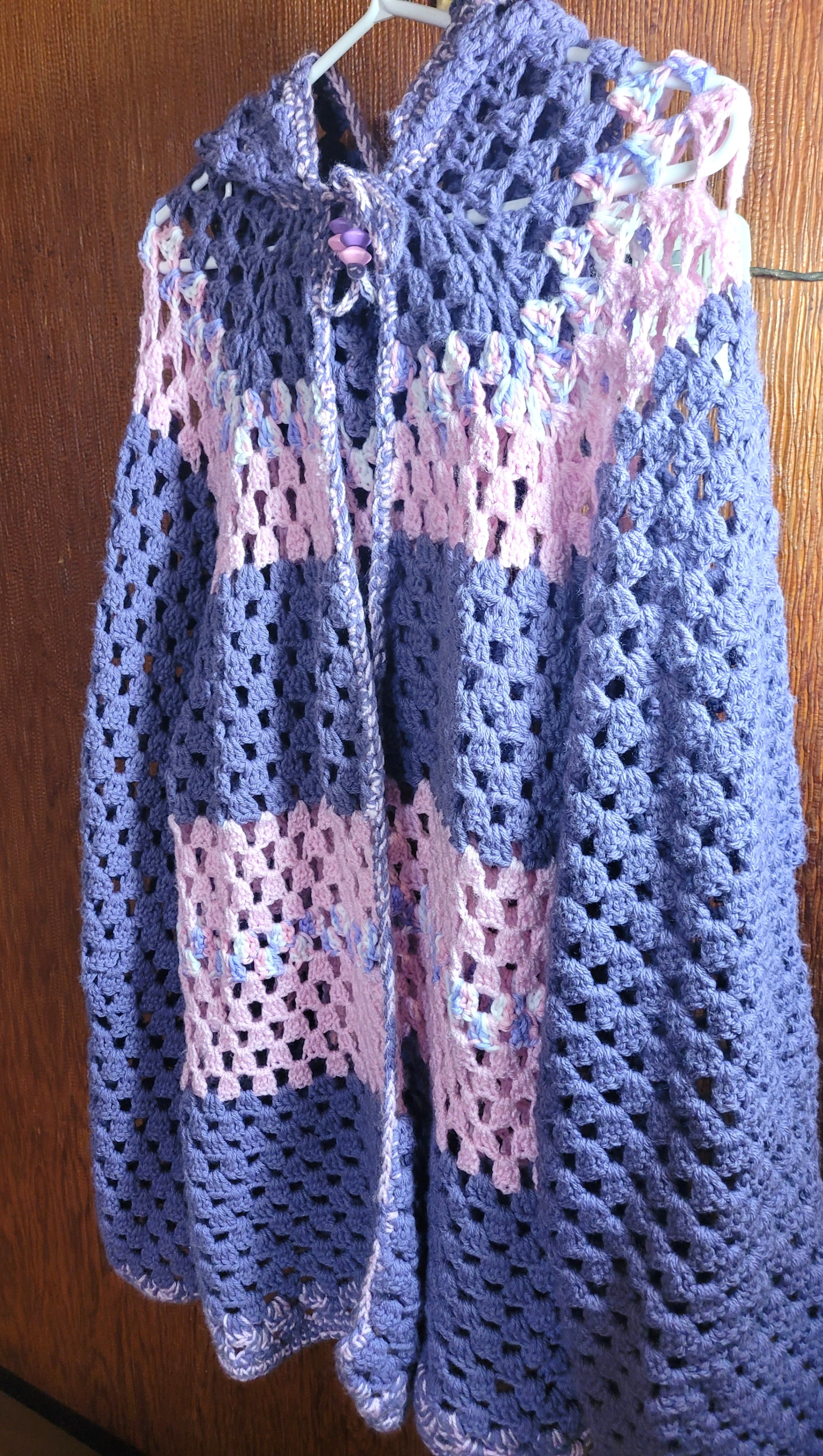 Handmade Crochet Hooded Cardigan Boho Granny Stitch Sweater Open - photo 3