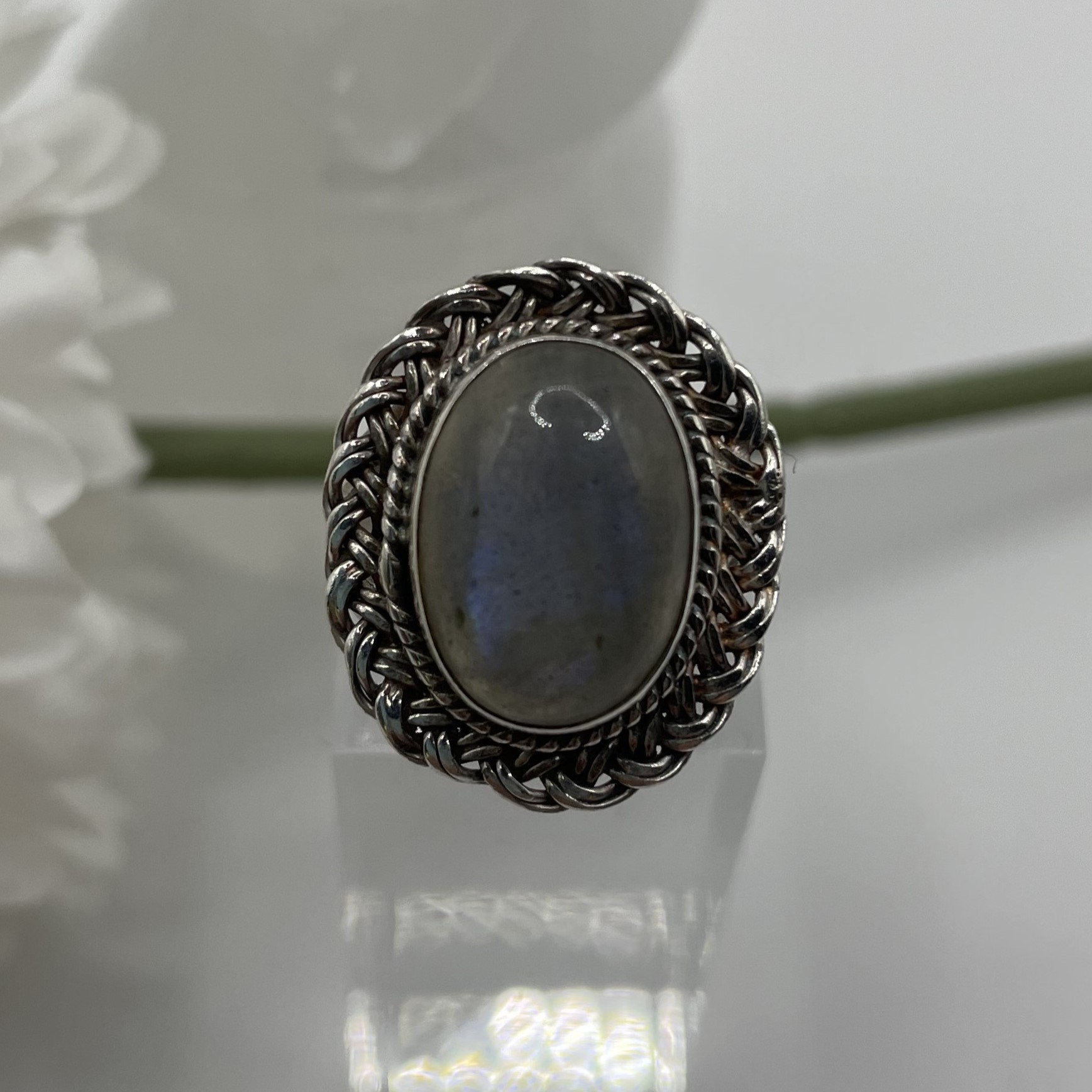 Vintage Labradorite Sterling Silver Ring (Size 5) - photo 2