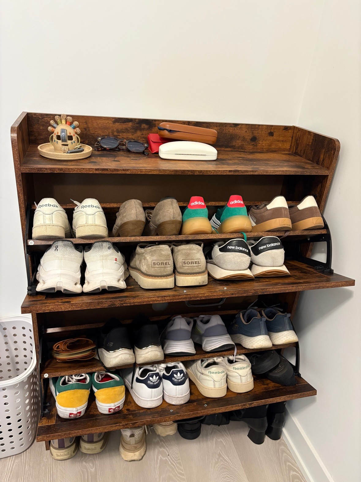 Shoe Cabinet with 2 Flip Drawers – Rustic Brown (Like New) - photo 2