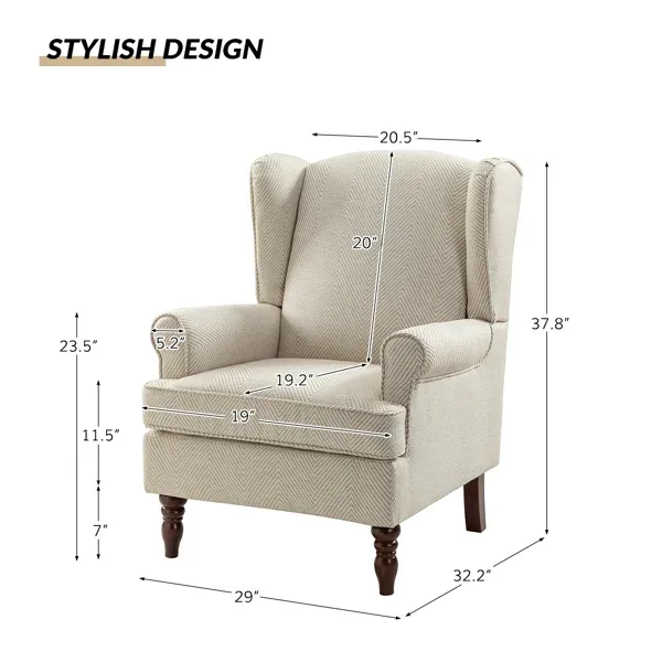 Aiddan Traditional 29'' Wide Wing Back Armchair - photo 3