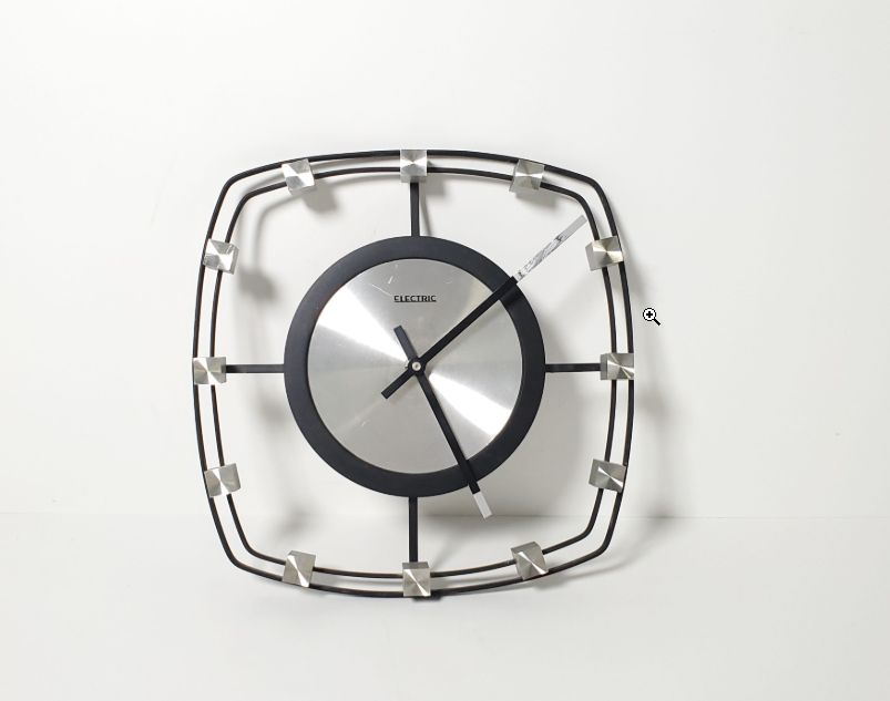 Vintage 1960s Mid-Century Modern Kienzle Iron Cube Wall Clock