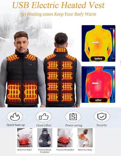 Men's Heated Vest, Lightweight with 15 zones, 3XL - photo 4