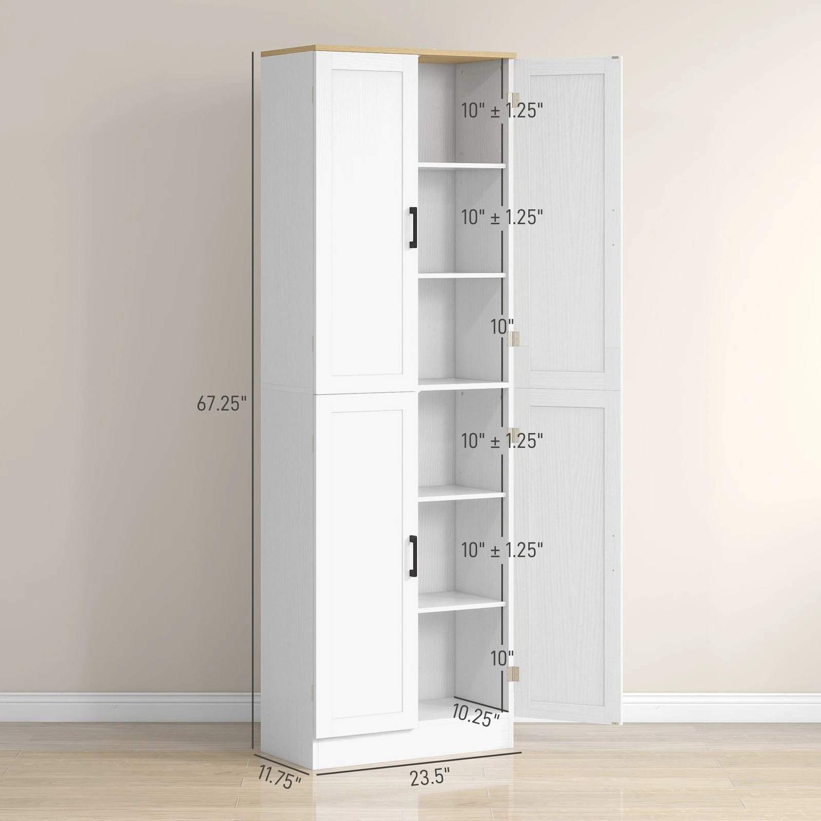 Rustic 4-Door Freestanding Kitchen Pantry, Adjustable Shelves - photo 4