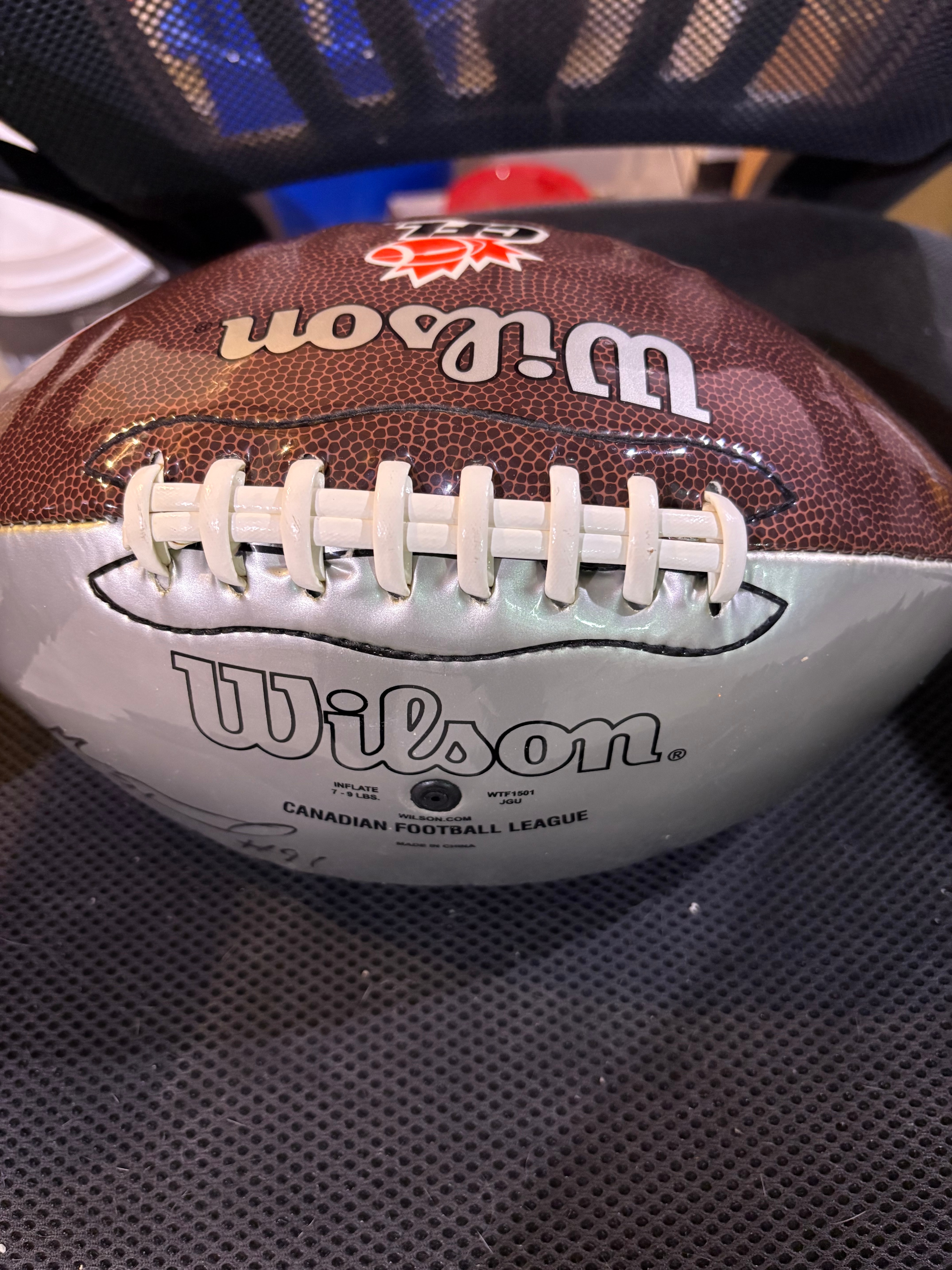 Wilson Edmonton Eskimos CFL Football Signed - photo 4