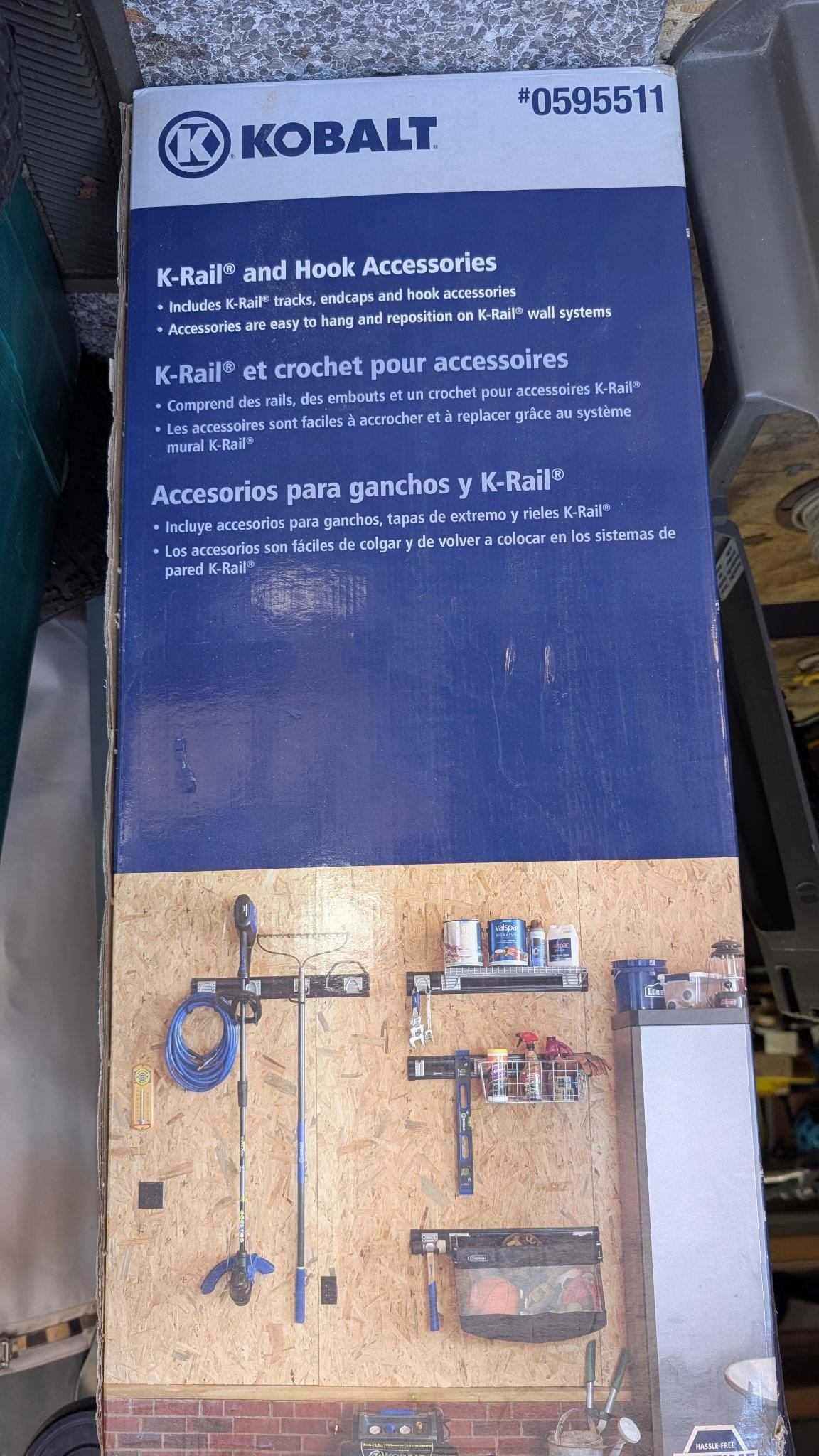 Kobalt K-Rail 32-Piece Garage Wall Storage Kit, Brand New in Box