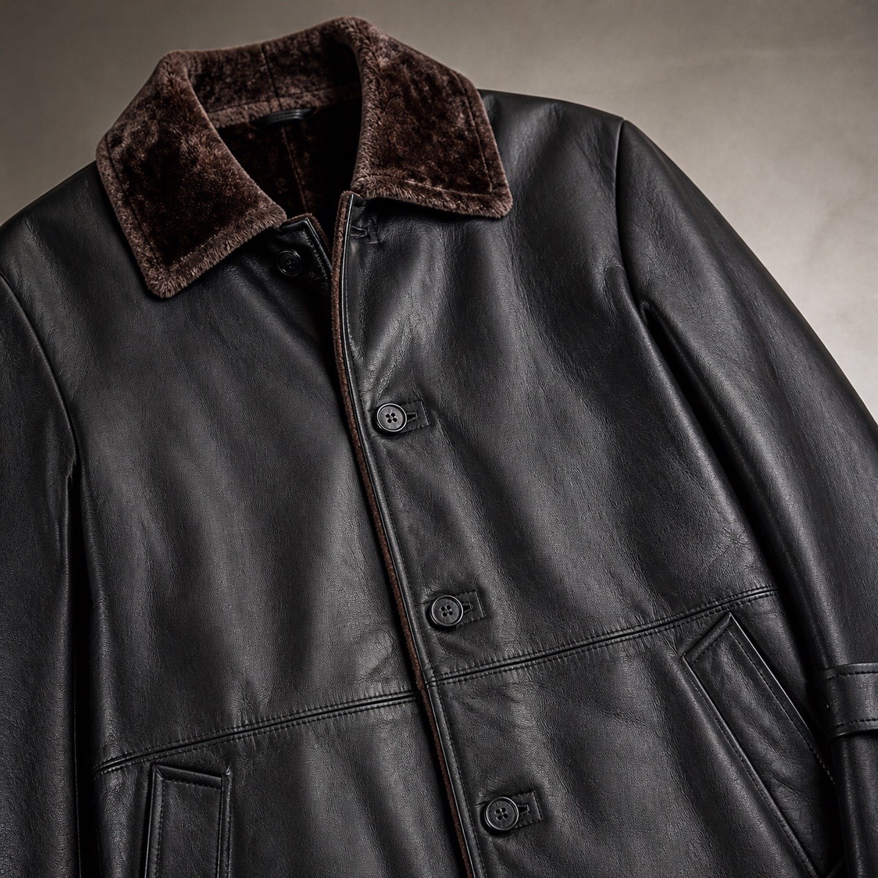 JKT-023 — Men's fur-lined leather coat — brand new, size M - photo 5