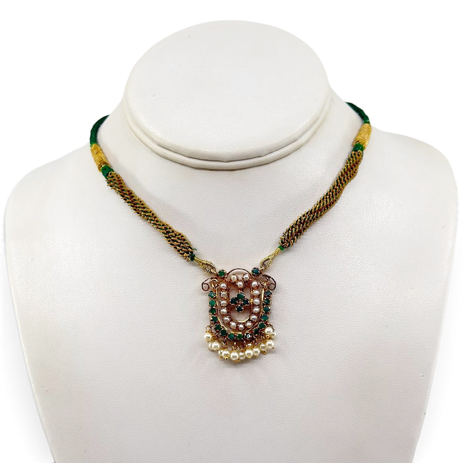 India Gold Filled Freshwater & chrysoprase cord necklace - photo 2