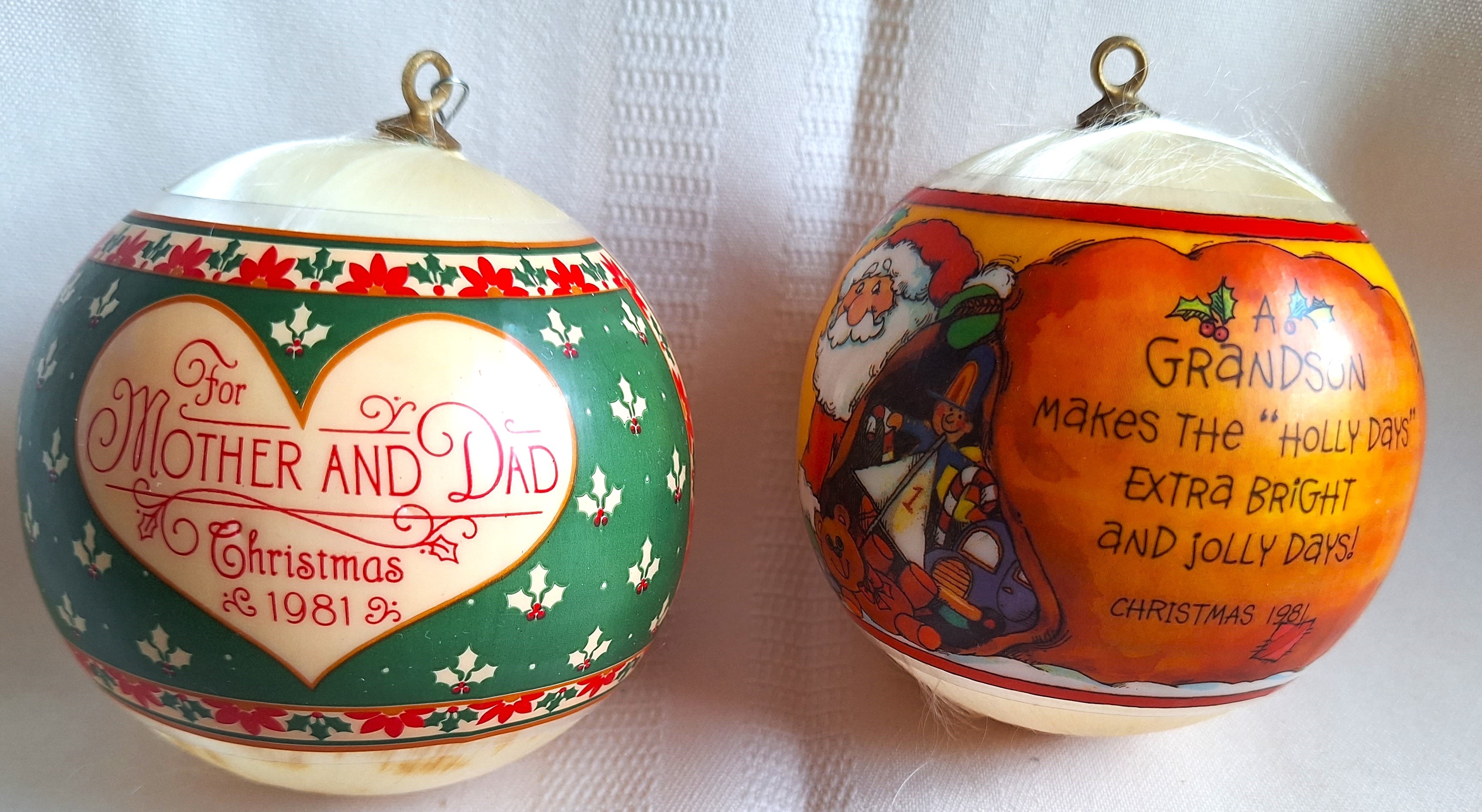 Set of 2 Vintage Hallmark 1981 Christmas Ornaments