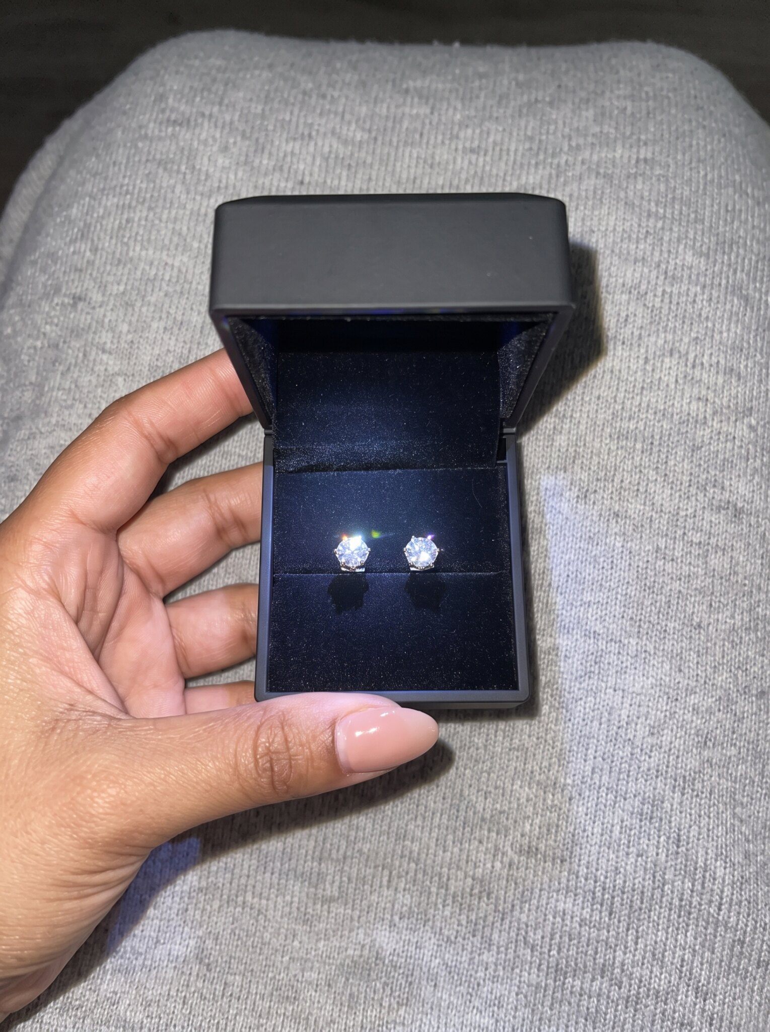 moissanite stud earrings 2ct total, gra cert