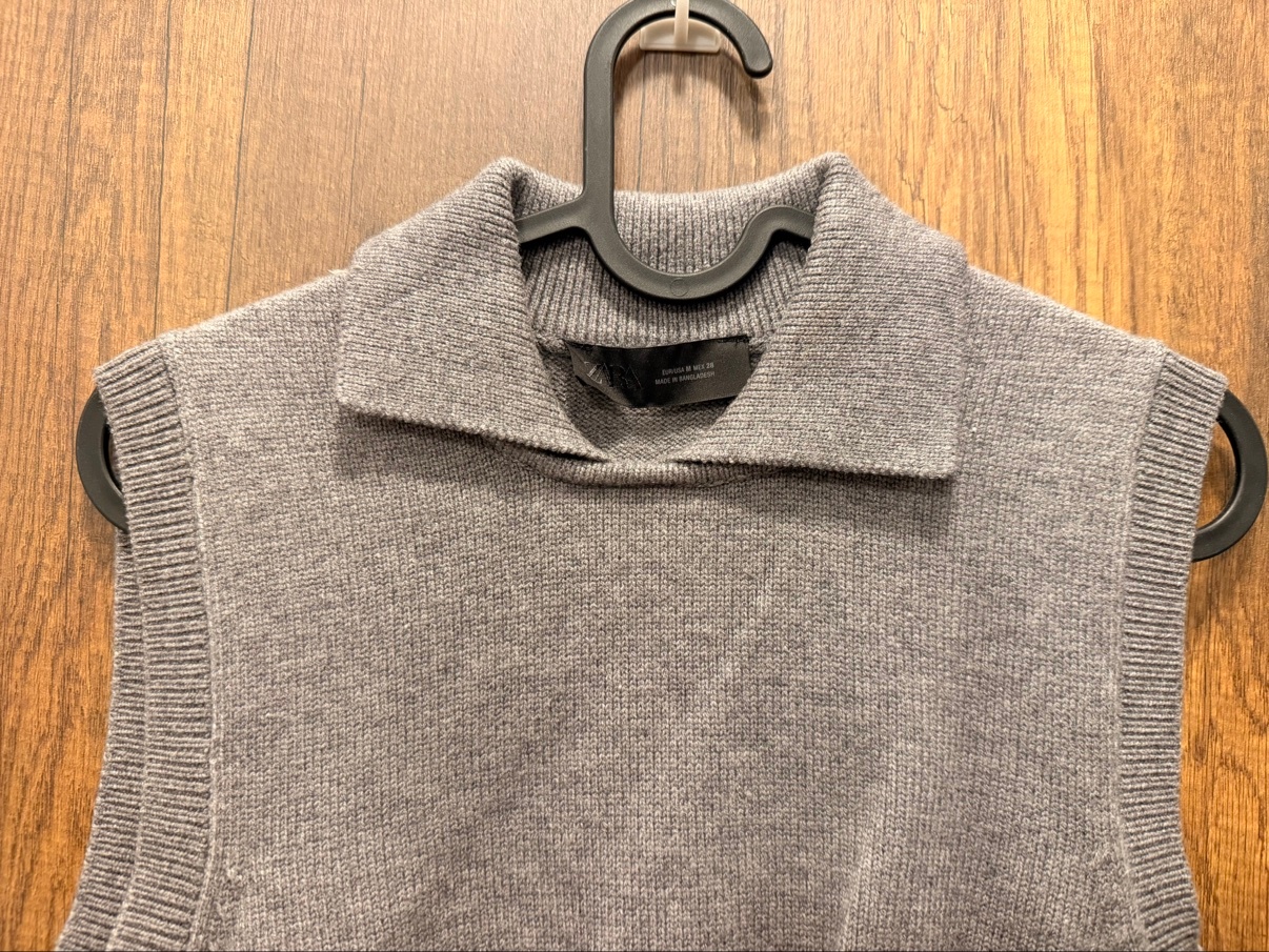 Zara Grey Collared Knit Vest, Size M - photo 3