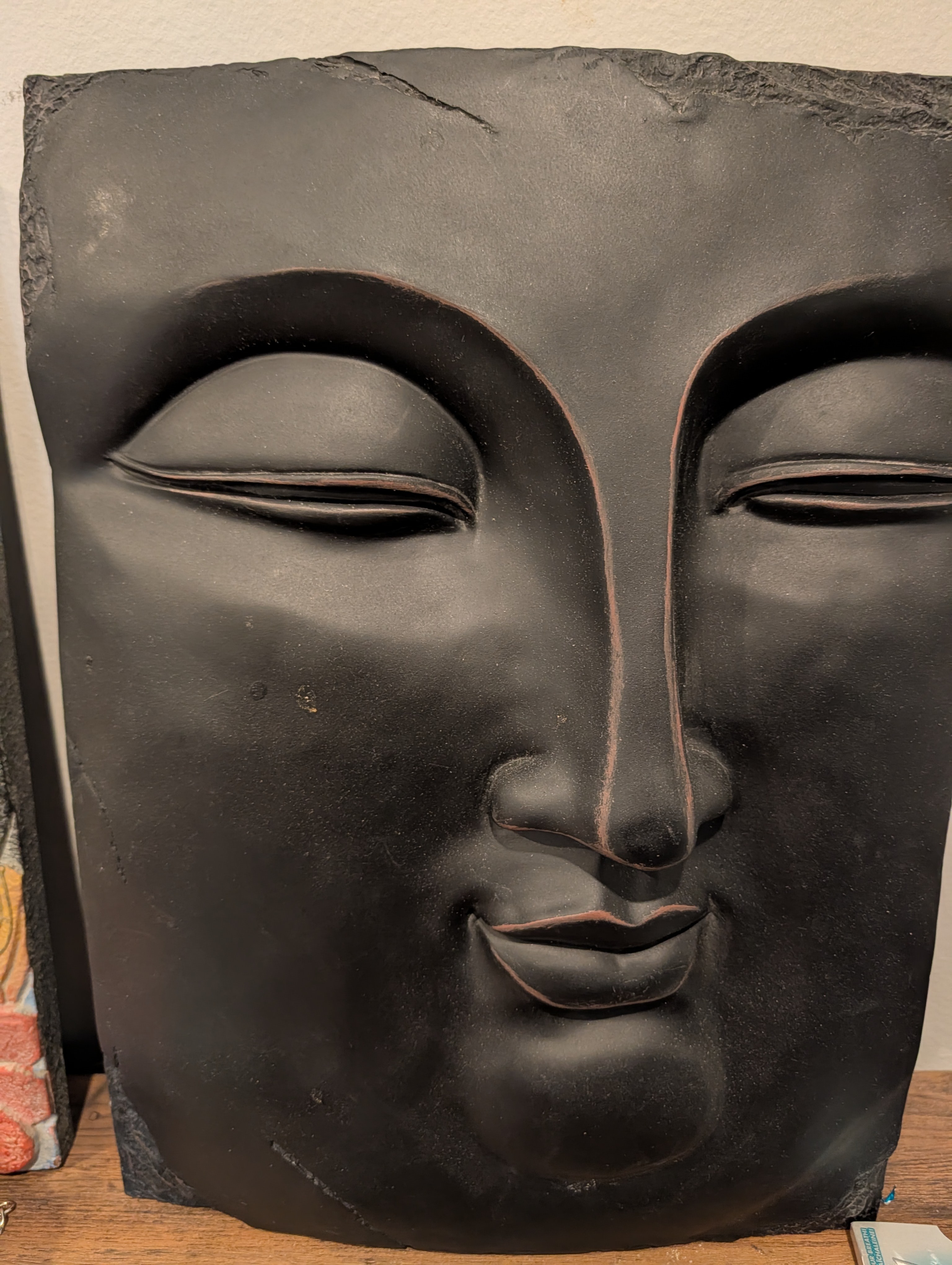 Black Buddha Face Wall Plaque