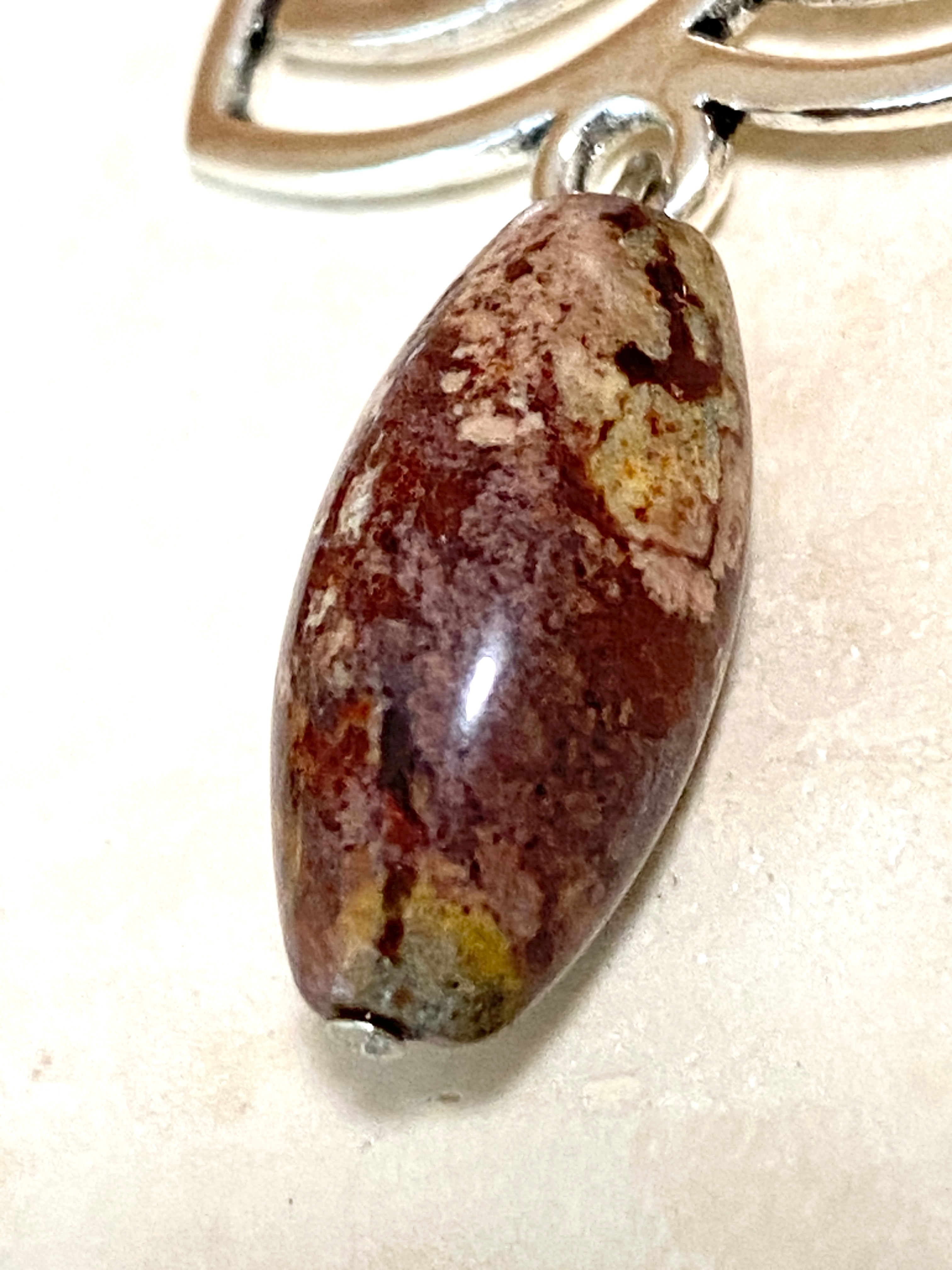 Earthy Convoluted Jasper Triqueta Earrings, Sterling Silver Hook - photo 4
