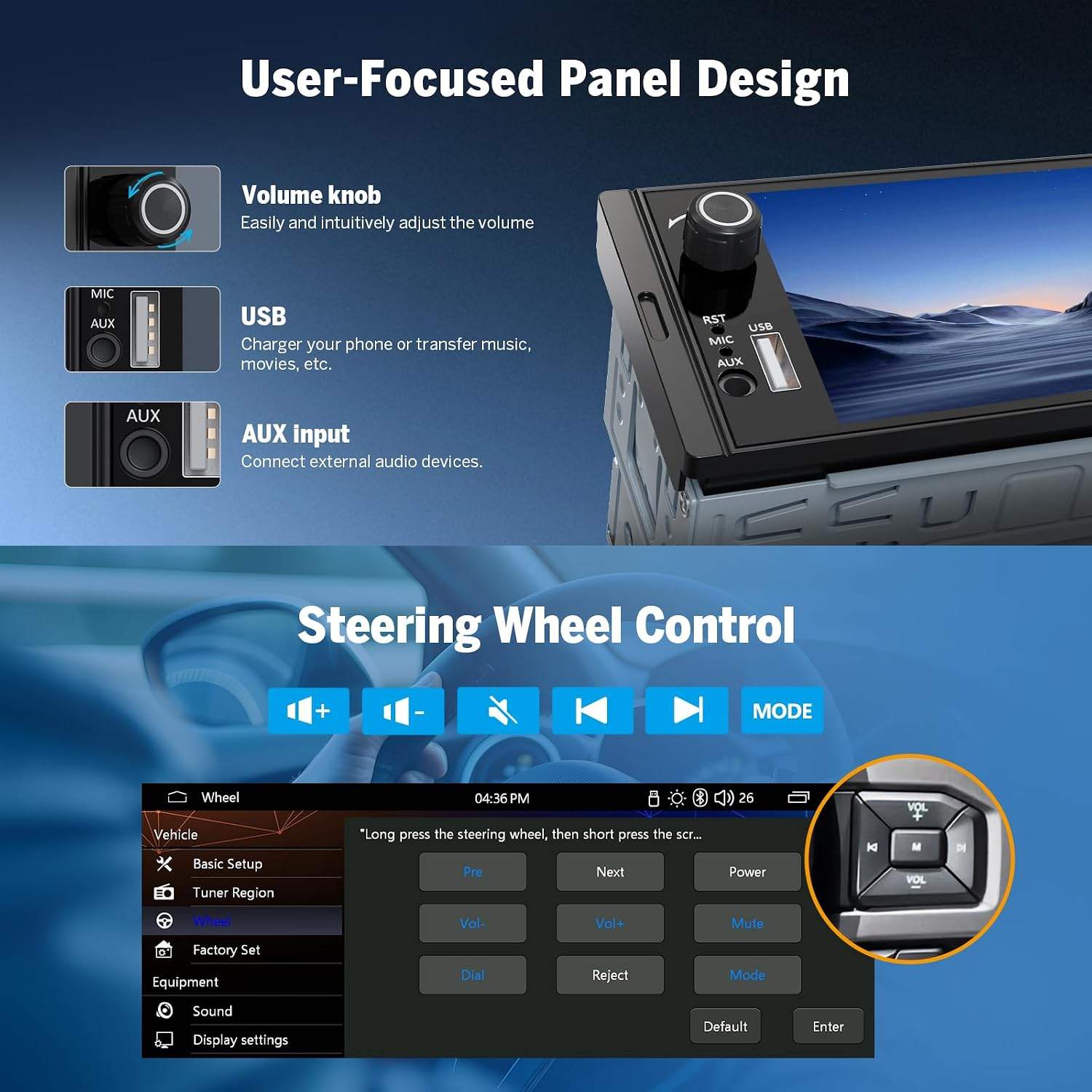 EONON Single DIN Car Stereo with Wireles - photo 5