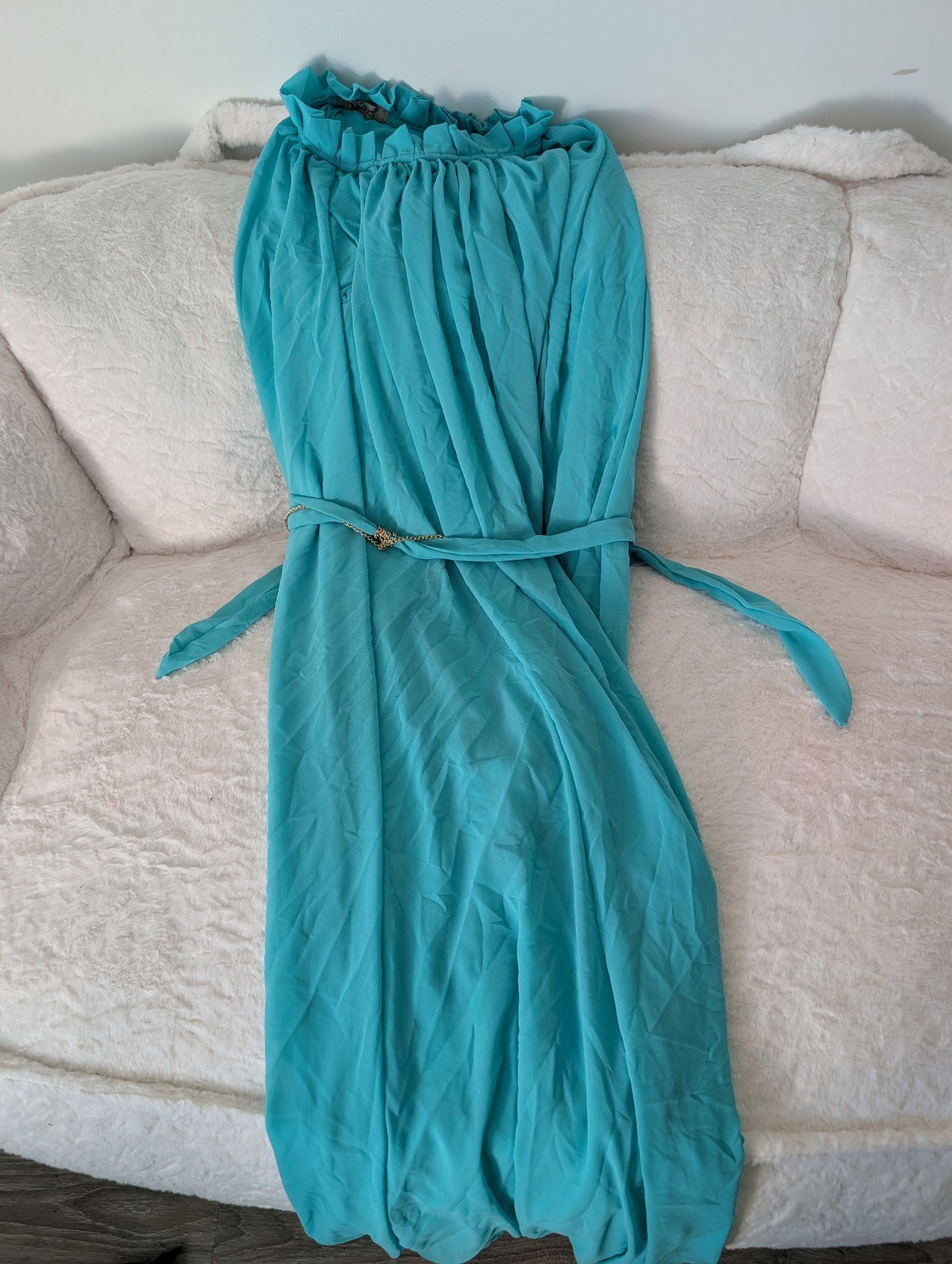 Turquoise Strapless Maxi Dress