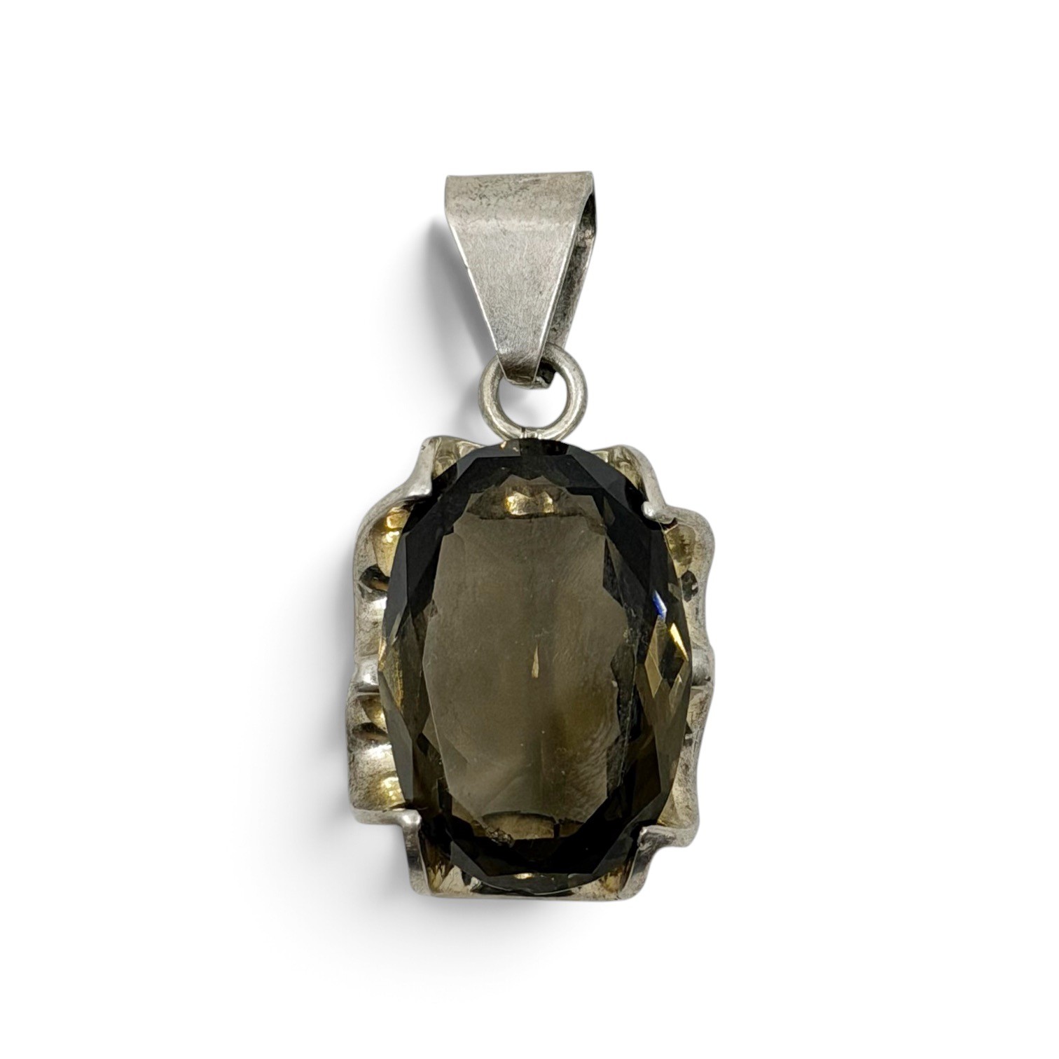 Oversized Mexican sterling silver smoky Quartz pendant - GM1079 - photo 2