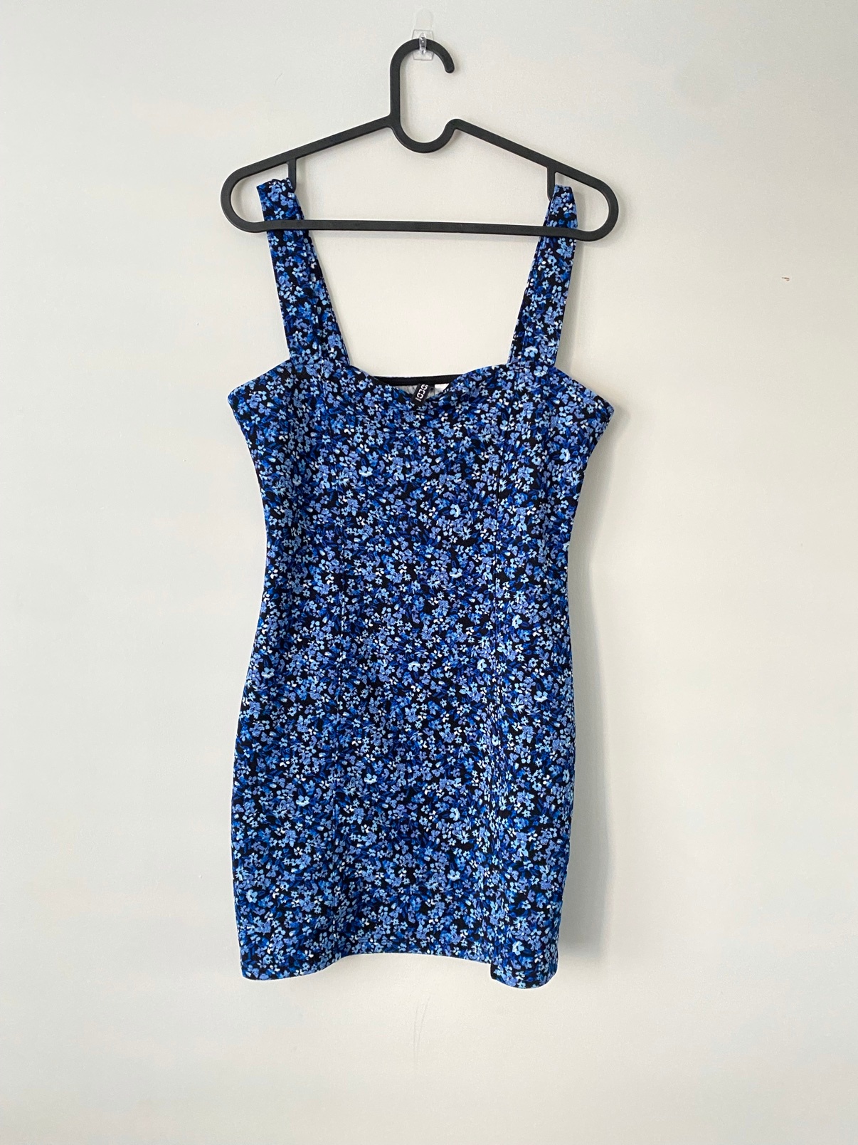 H&M Divided Blue Floral Bodycon Mini Dress, Size M - photo 4