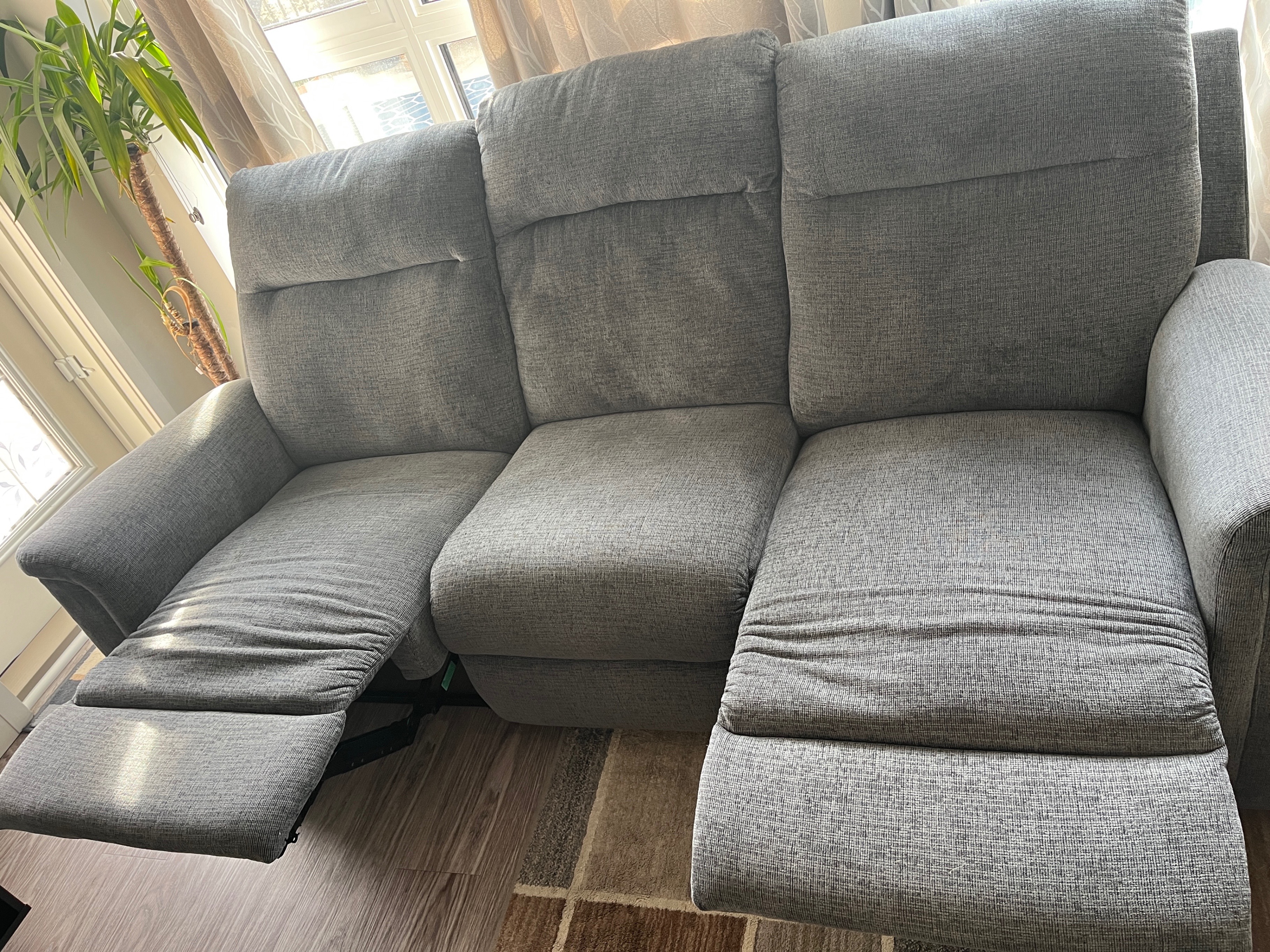 Ashley Grey Fabric Electric Reclining 3 Seater Sofa - photo 4
