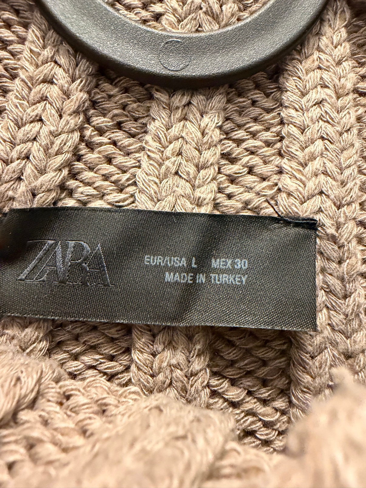 Zara Taupe Chunky Knit Mock-Neck Vest, Size L - photo 3