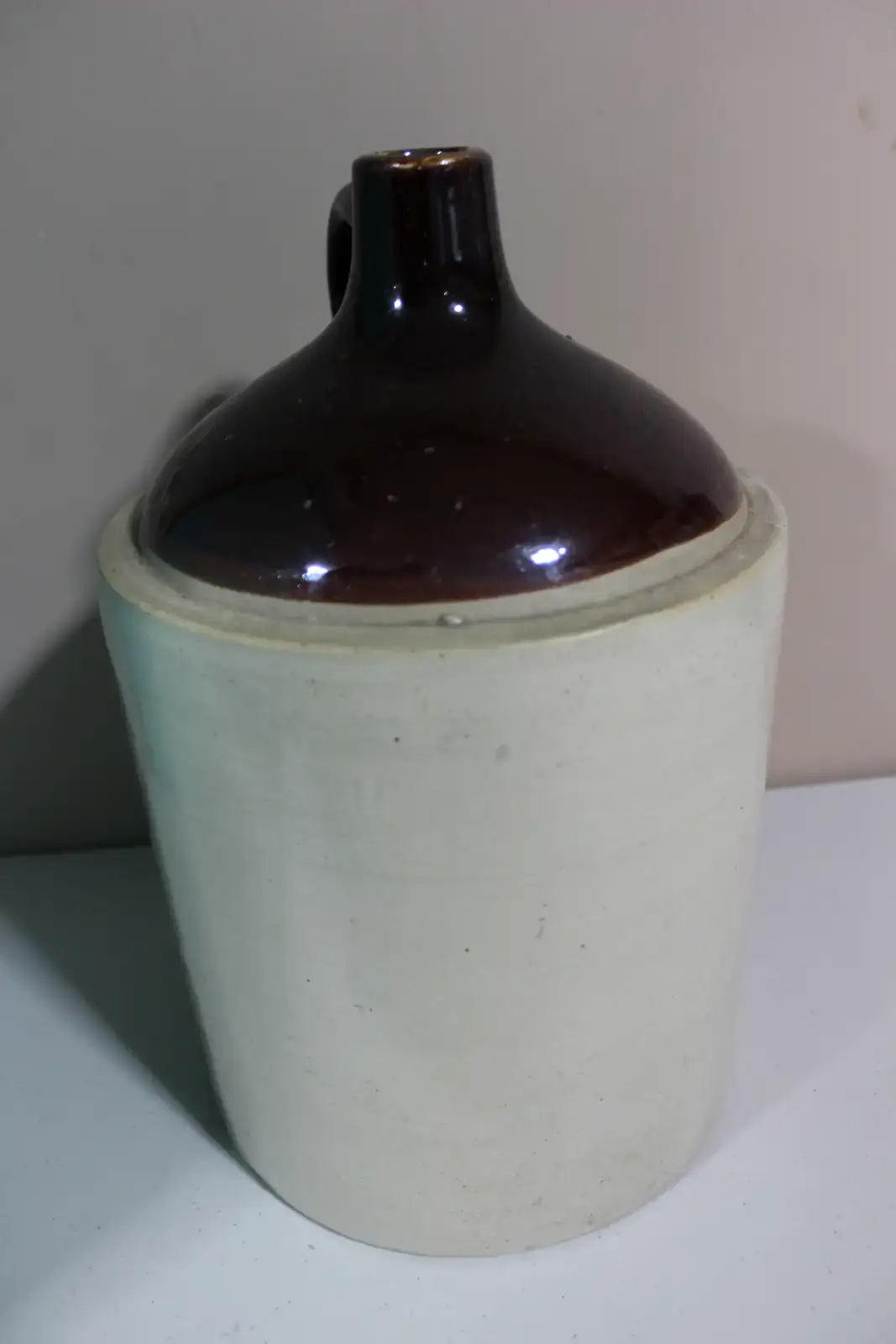 Antique Two-Tone Stoneware Whiskey Jug Primitive Moonshine Crock - photo 4