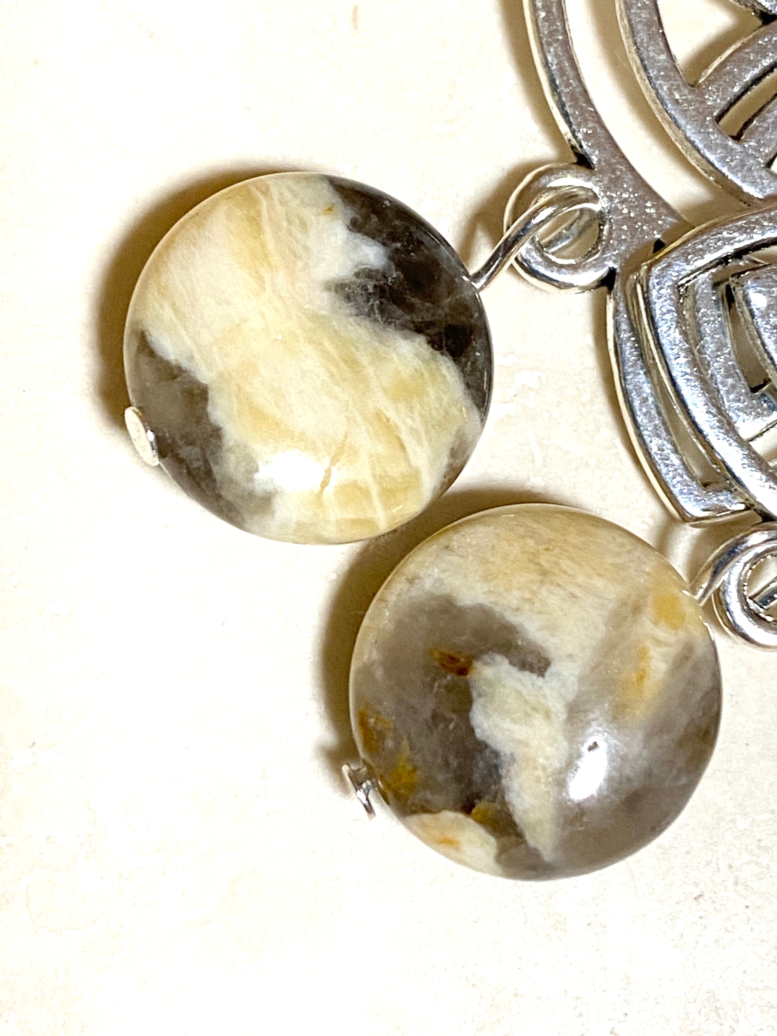 Septarian Stone Triqueta Earrings, Sterling Silver Hook - photo 3