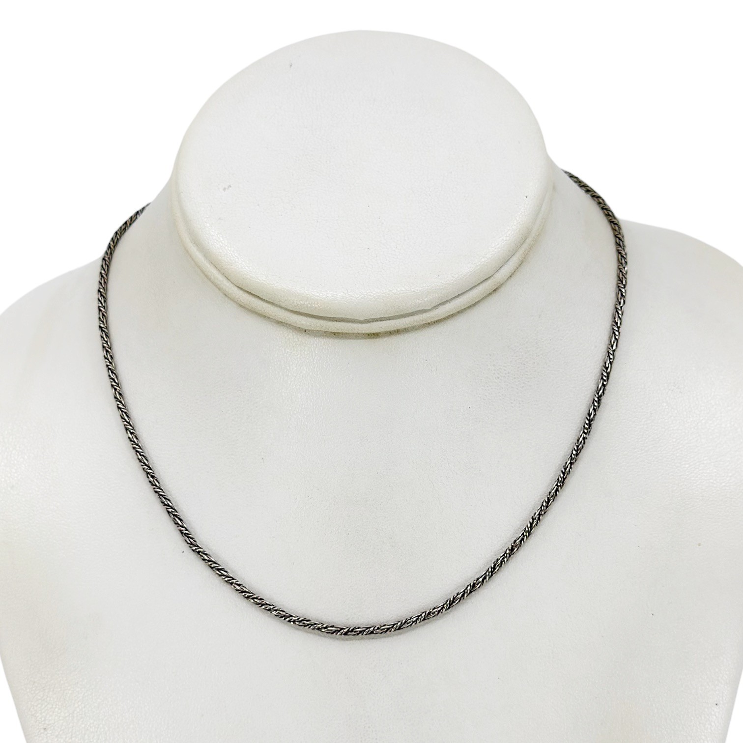 vintage sterling silver twisted rope link chain necklace - photo 3
