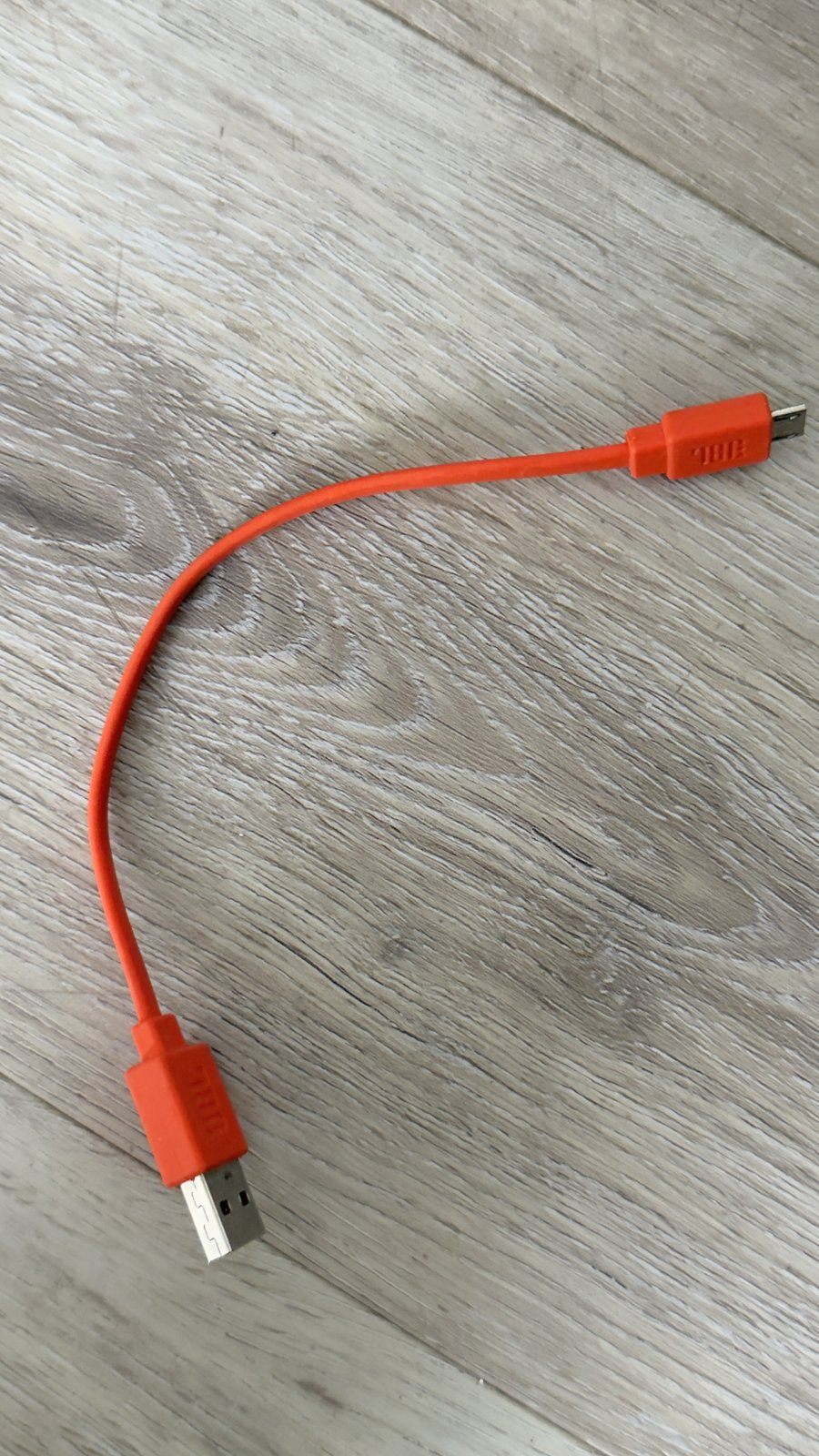 Short Orange Flat USB to Micro-USB Charging Cable