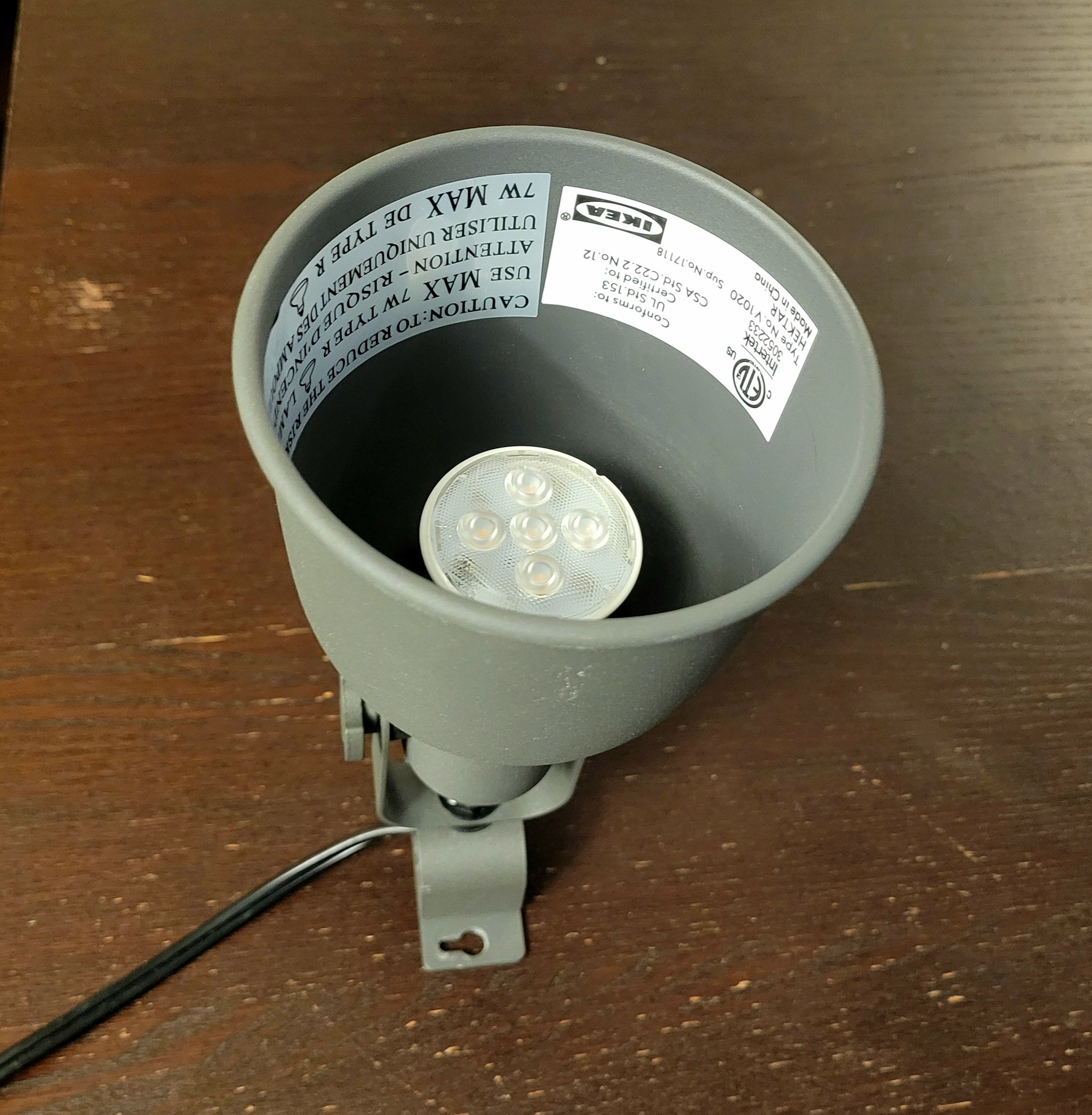 IKEA HEKTAR Wall / Clamp Spotlight with IKEA LEDARE E17 LED Bulb